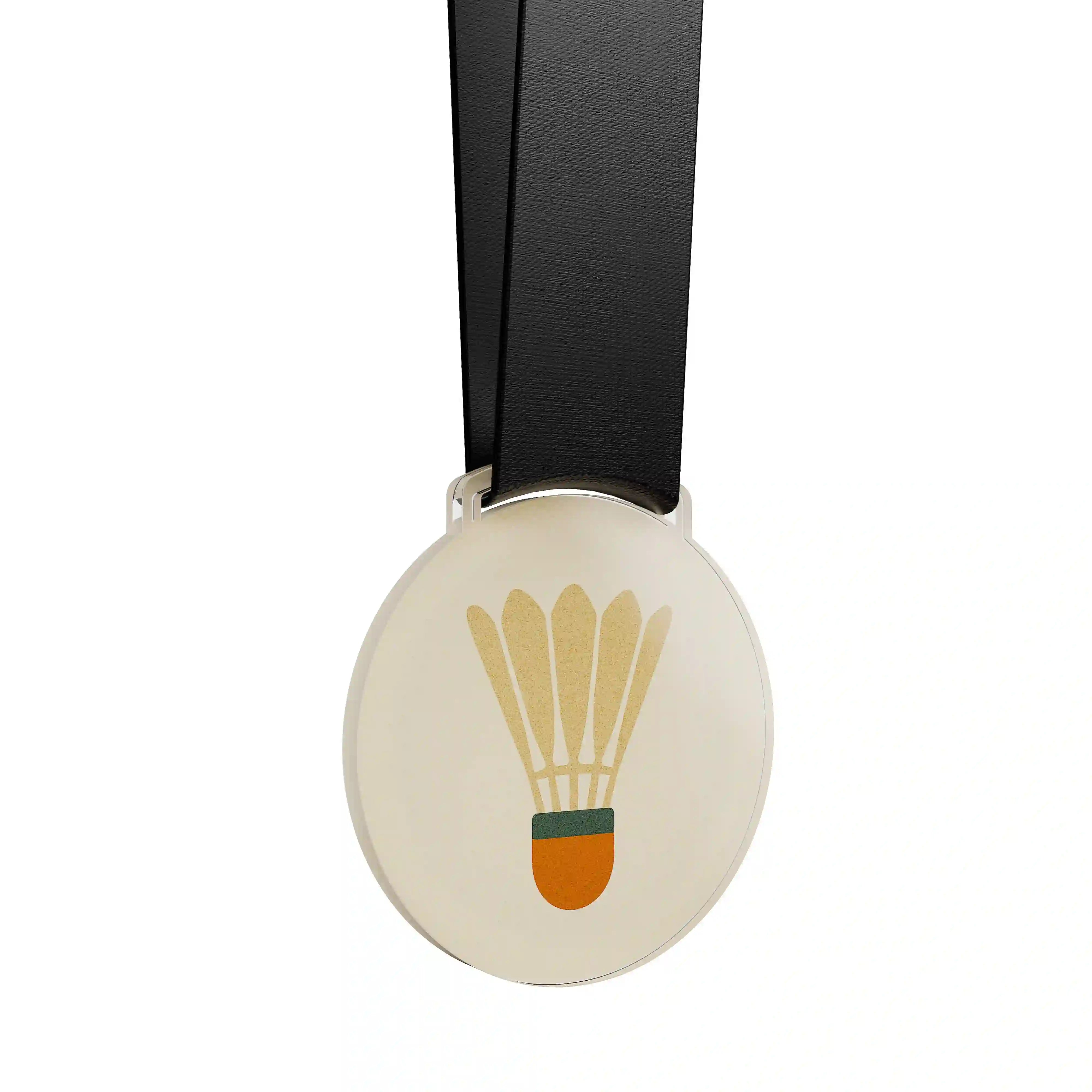 médaille acrylique représentant le volant du badminton