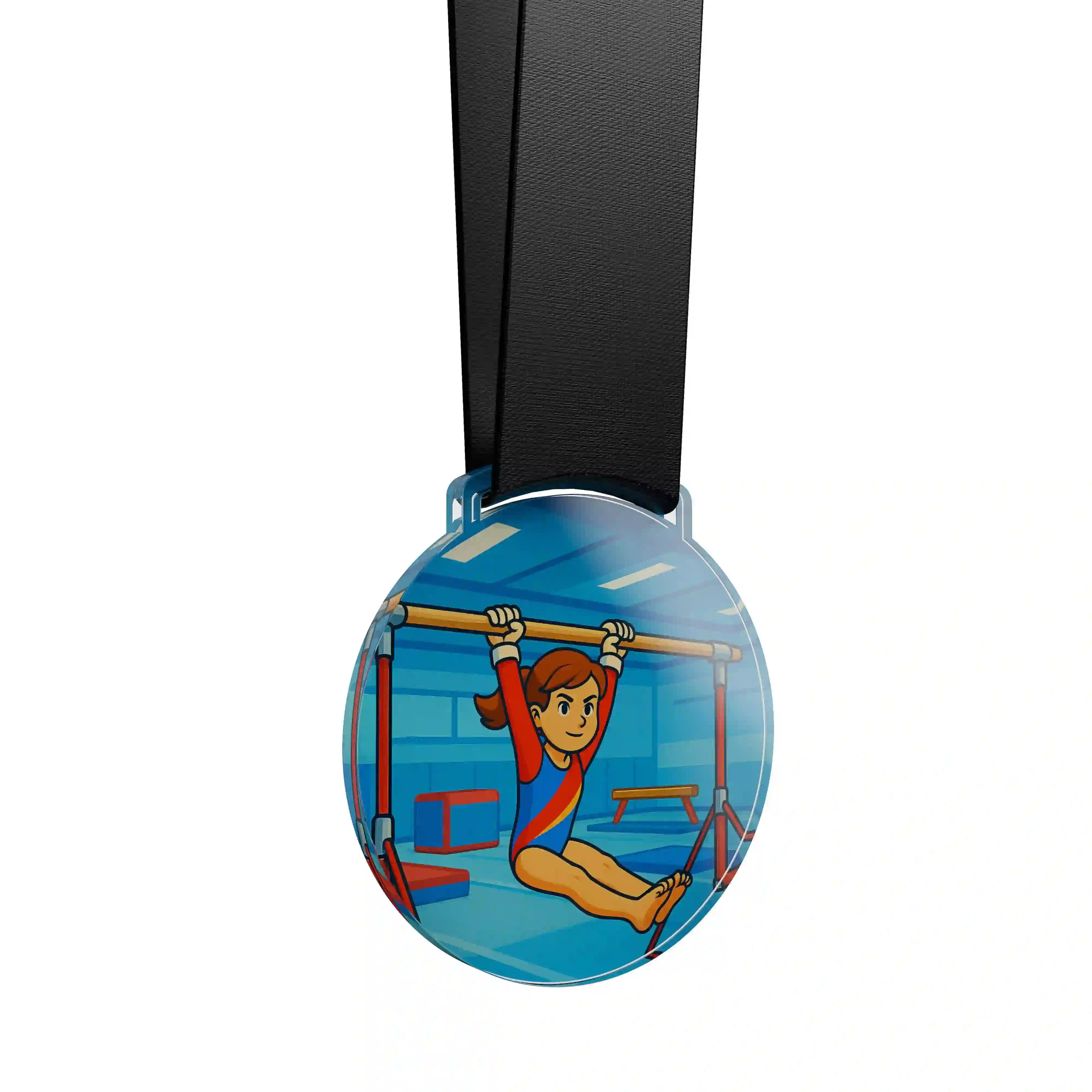 médaille acrylique d'une jeune fille faisant de la gymnastique
