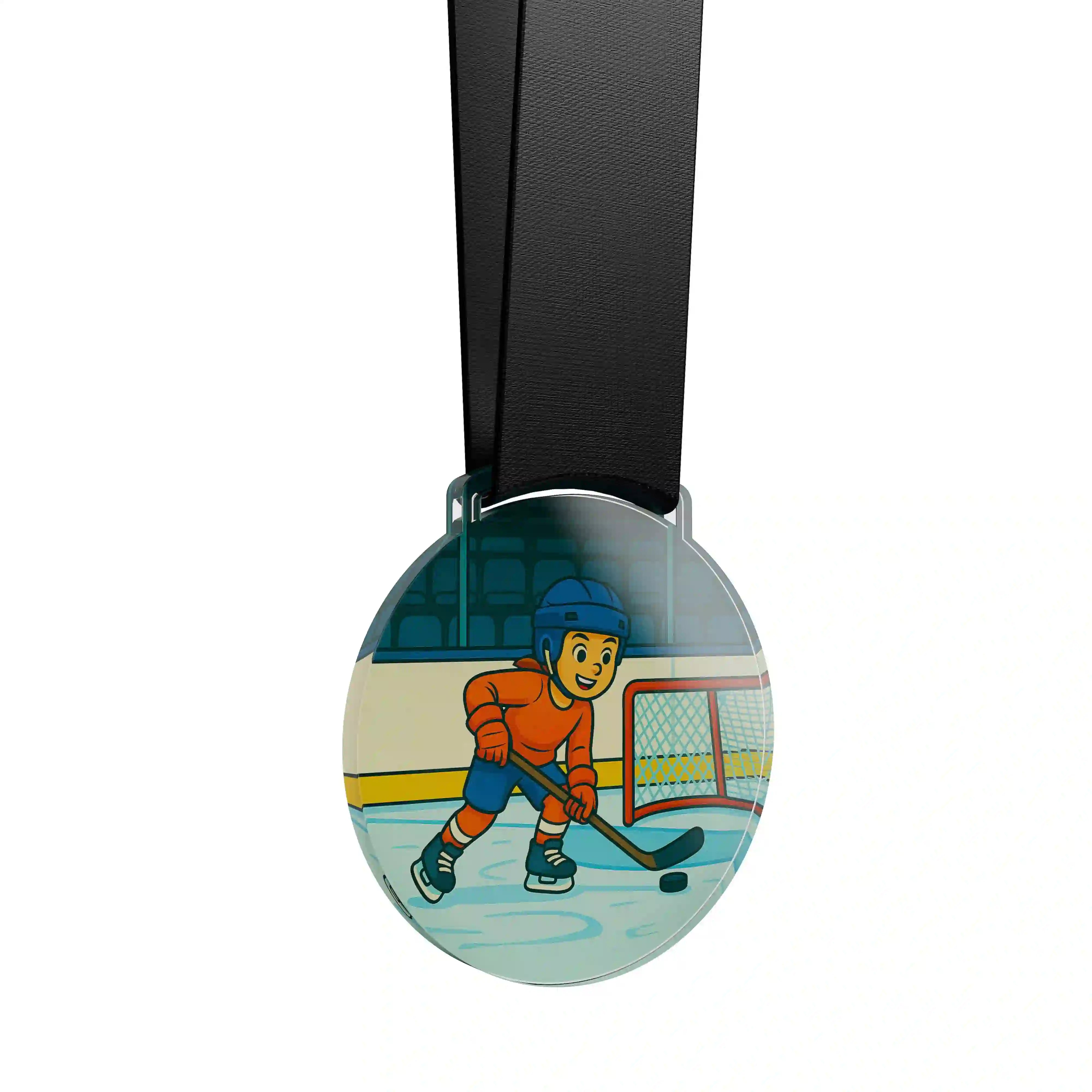 médaille acrylique d'une jeune fille faisant du hockey sur glace