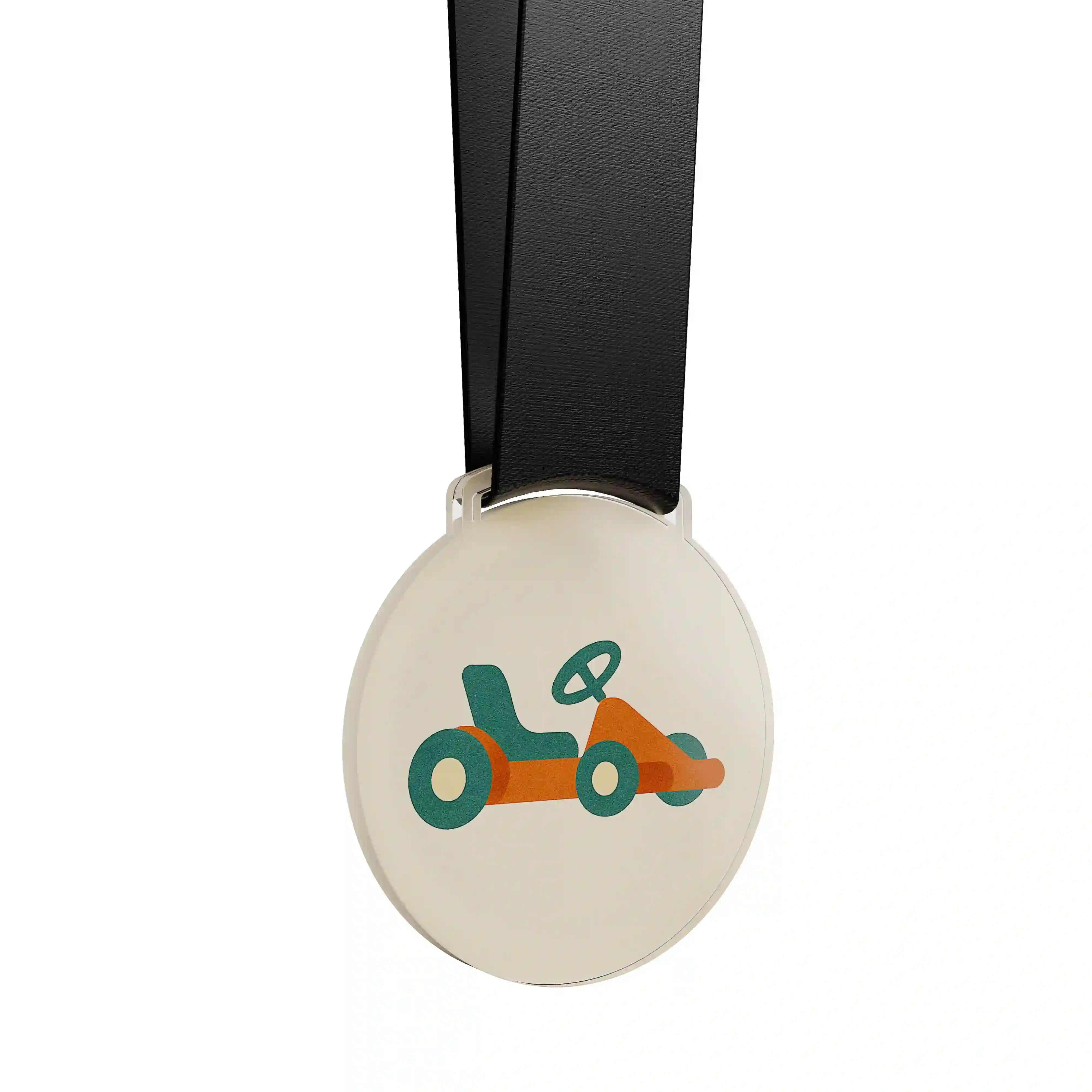 médaille acrylique représentant le karting