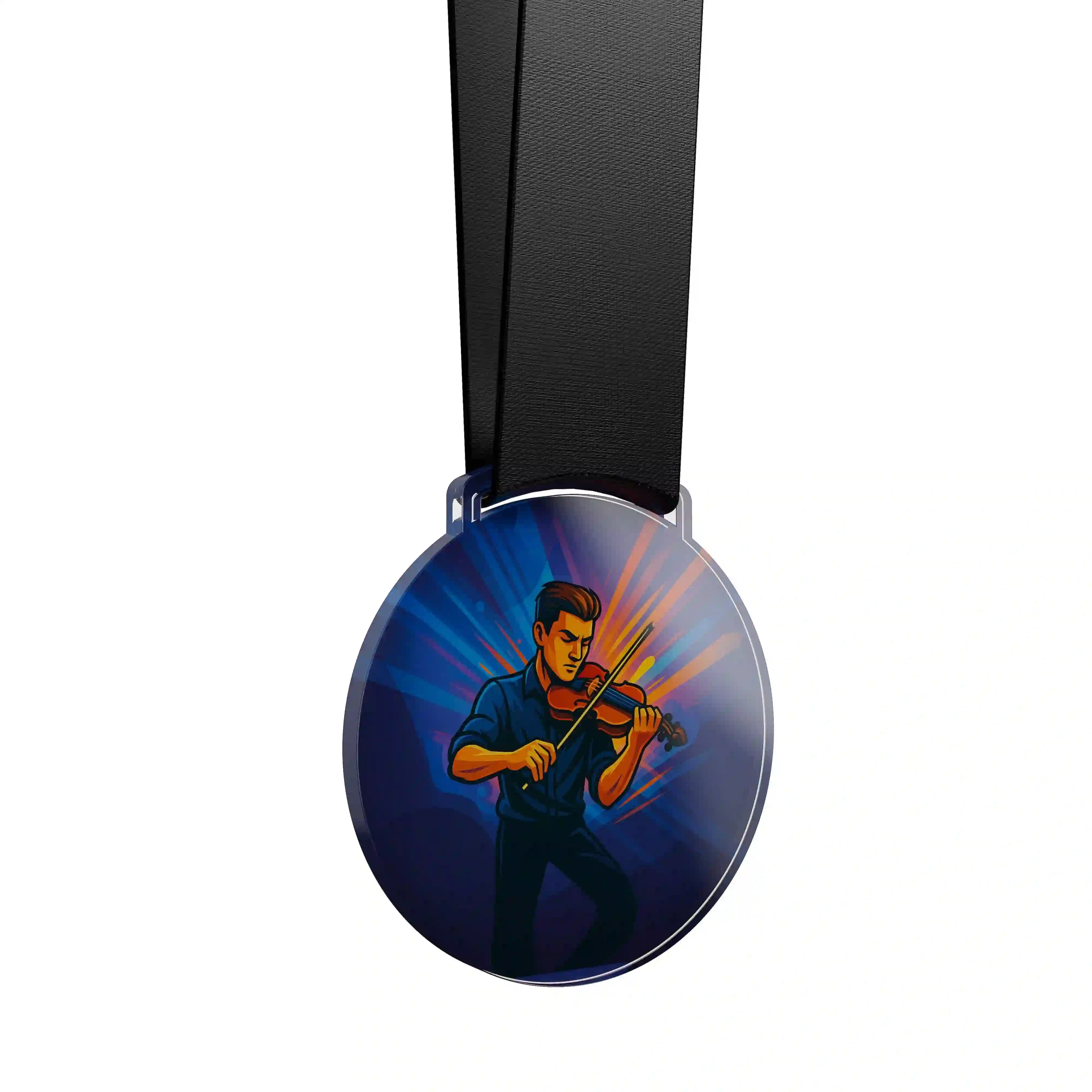 médaille acrylique d'un homme faisant de la musique