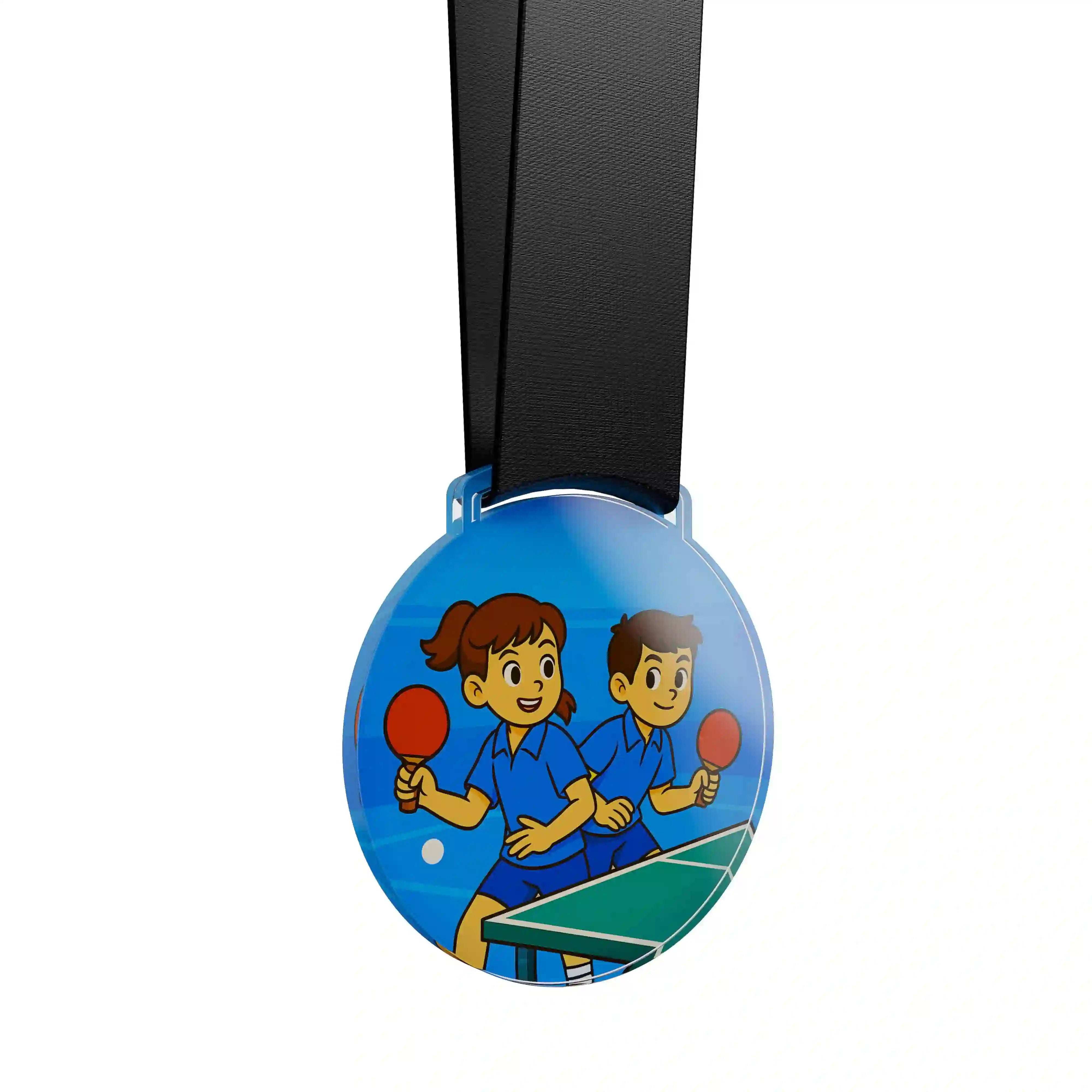 médaille acrylique d'enfants faisant du ping pong