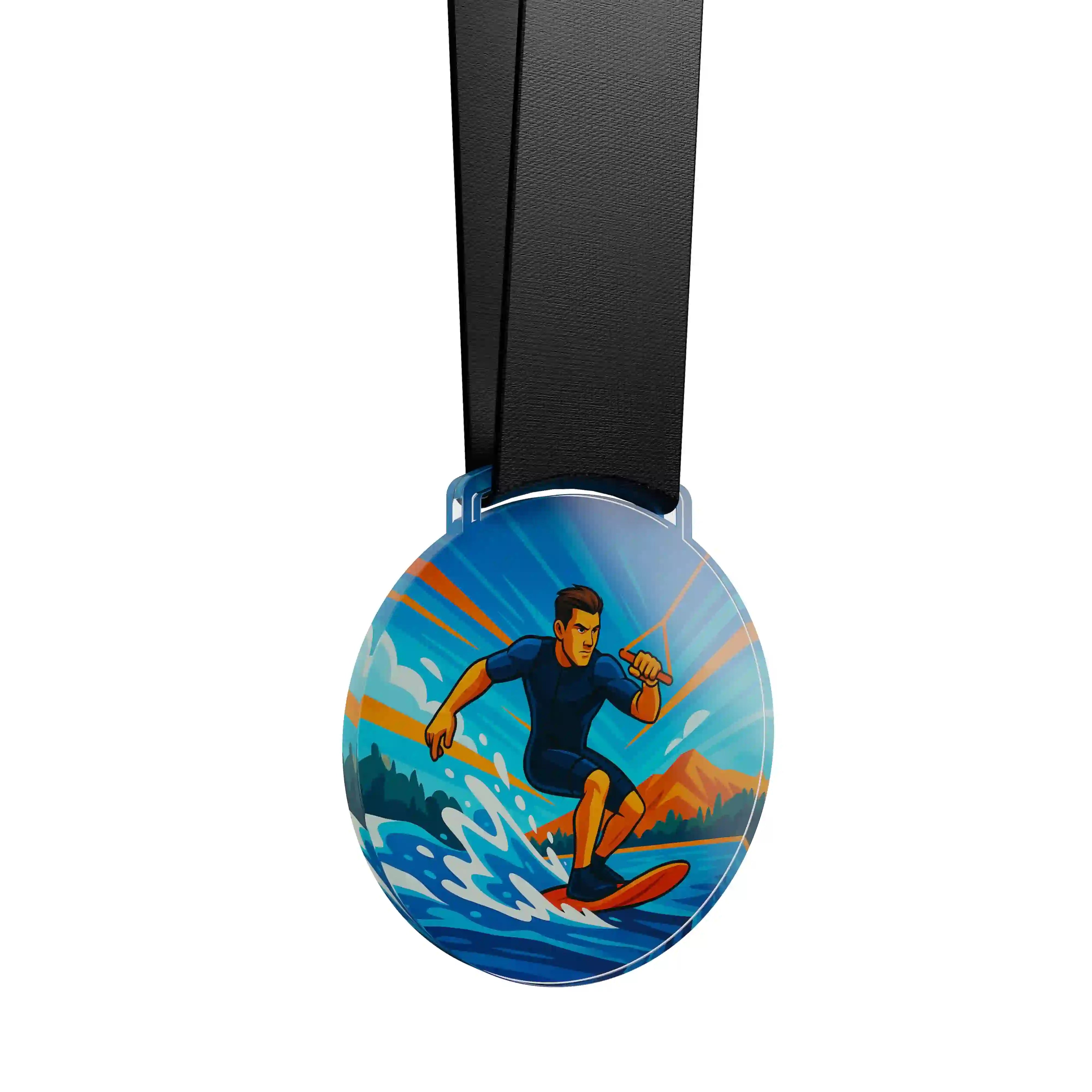 médaille acrylique d'un homme faisant du wakeboard