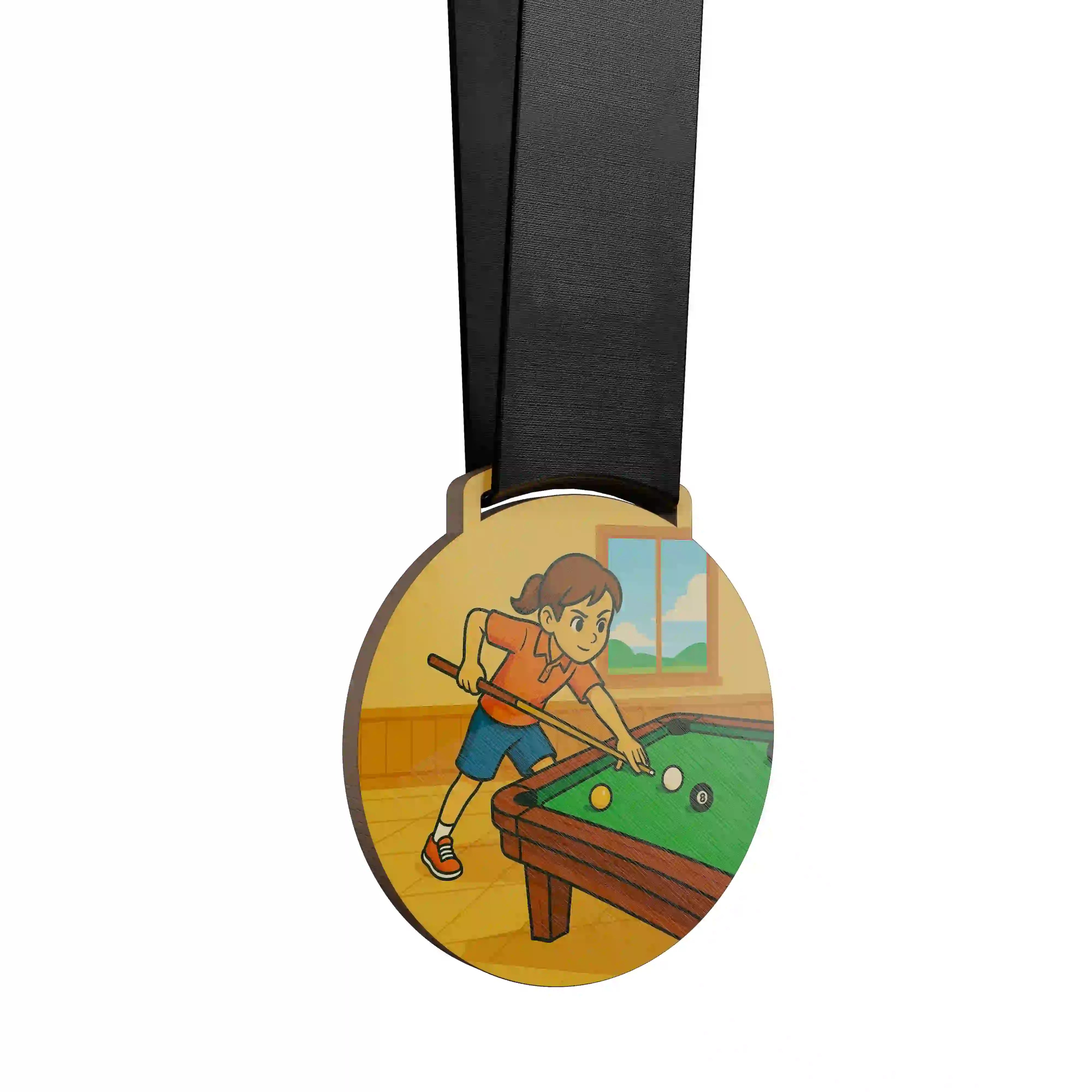 Fille qui joue au billard