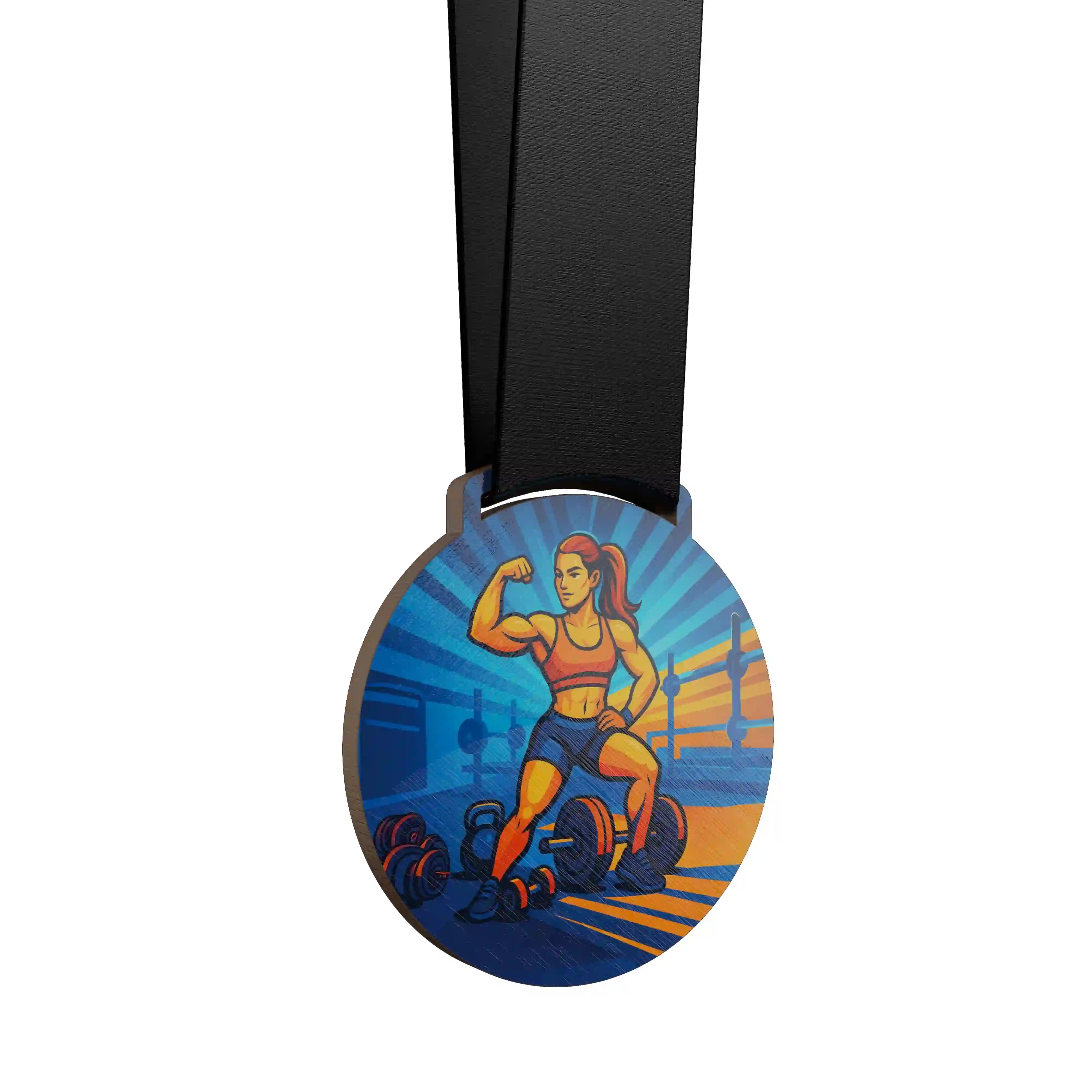 Bodybuildeuse qui fait du posing Ă  la salle de sport