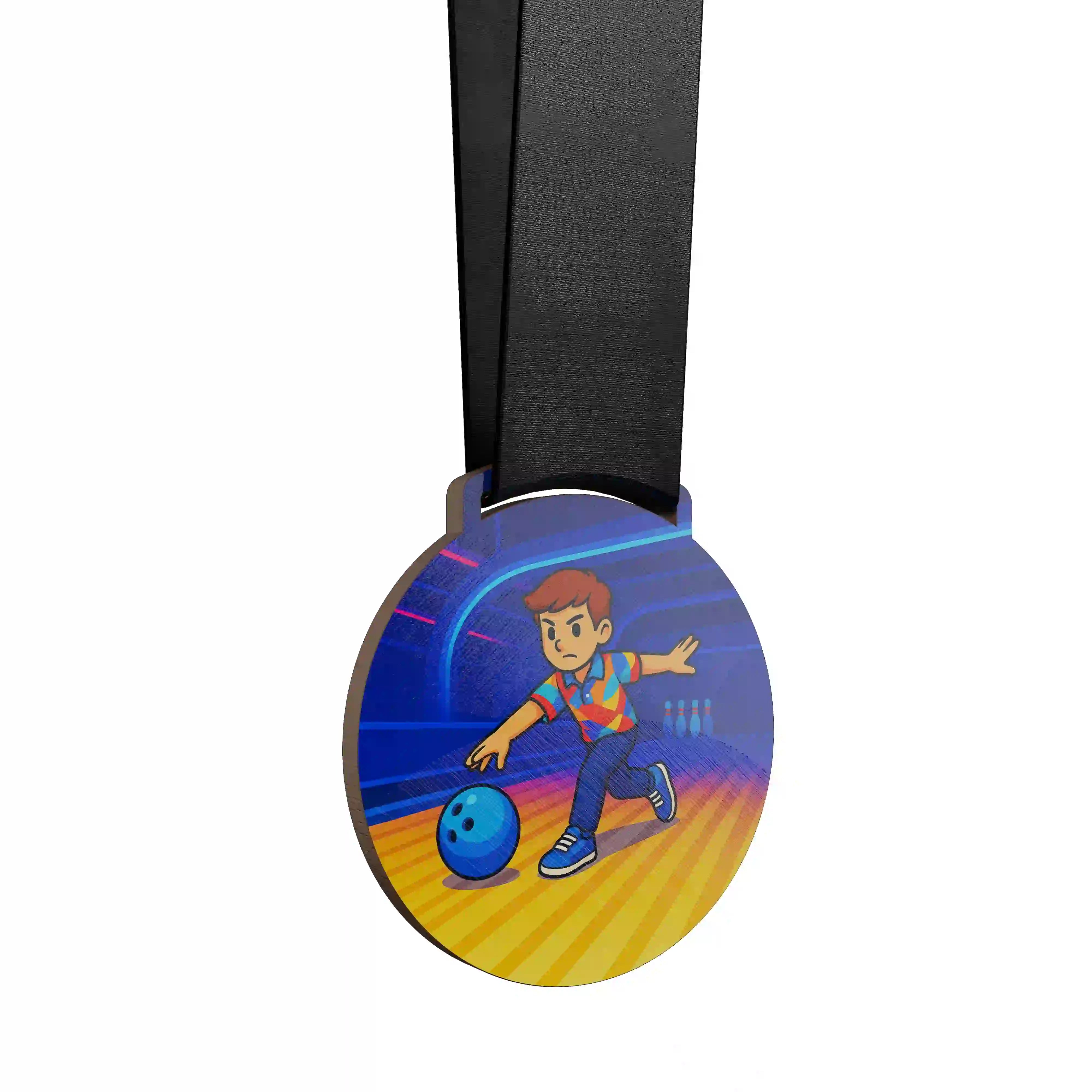 Garçon qui jette sa boule de bowling