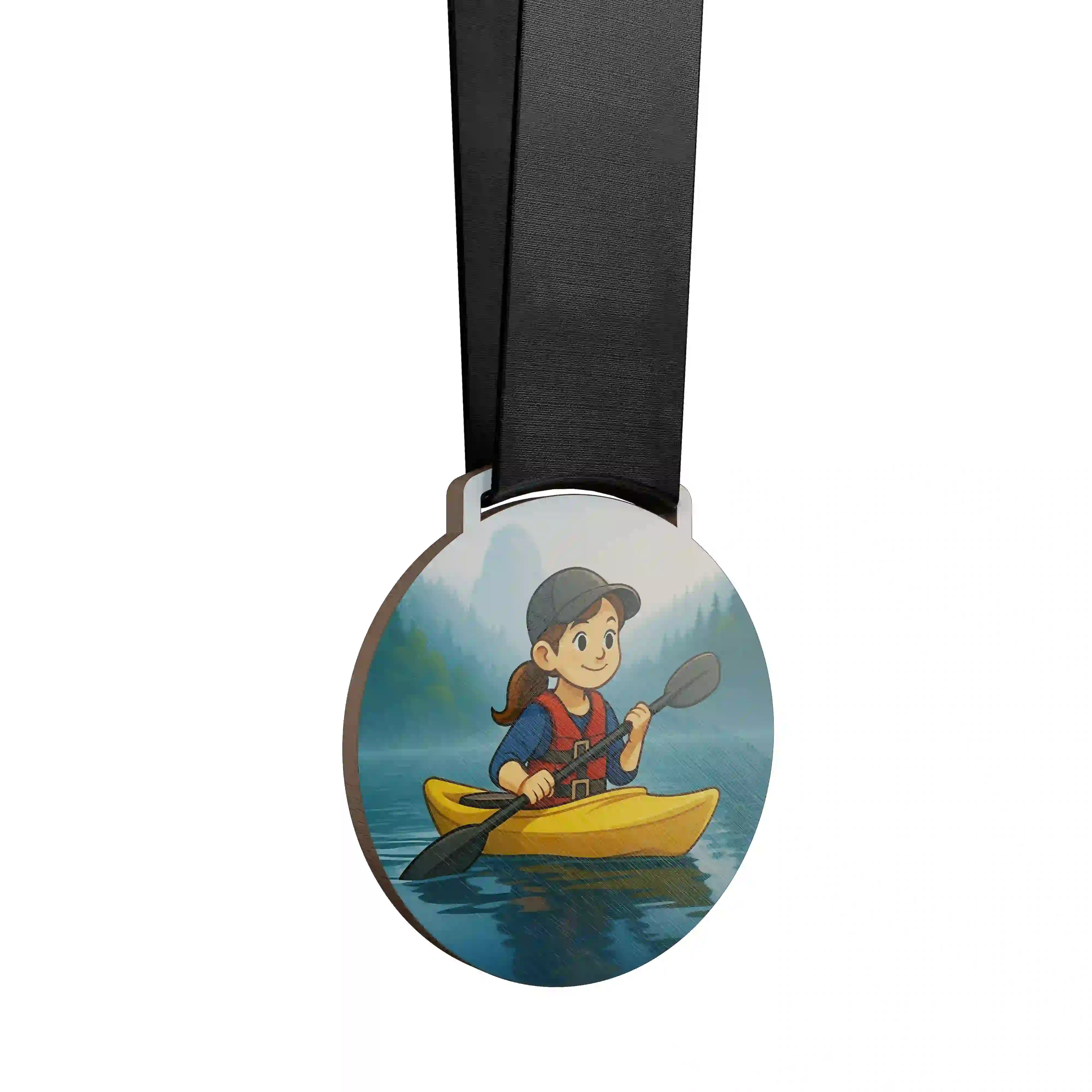 Petite fille pagayant sur son canoë-kayak.