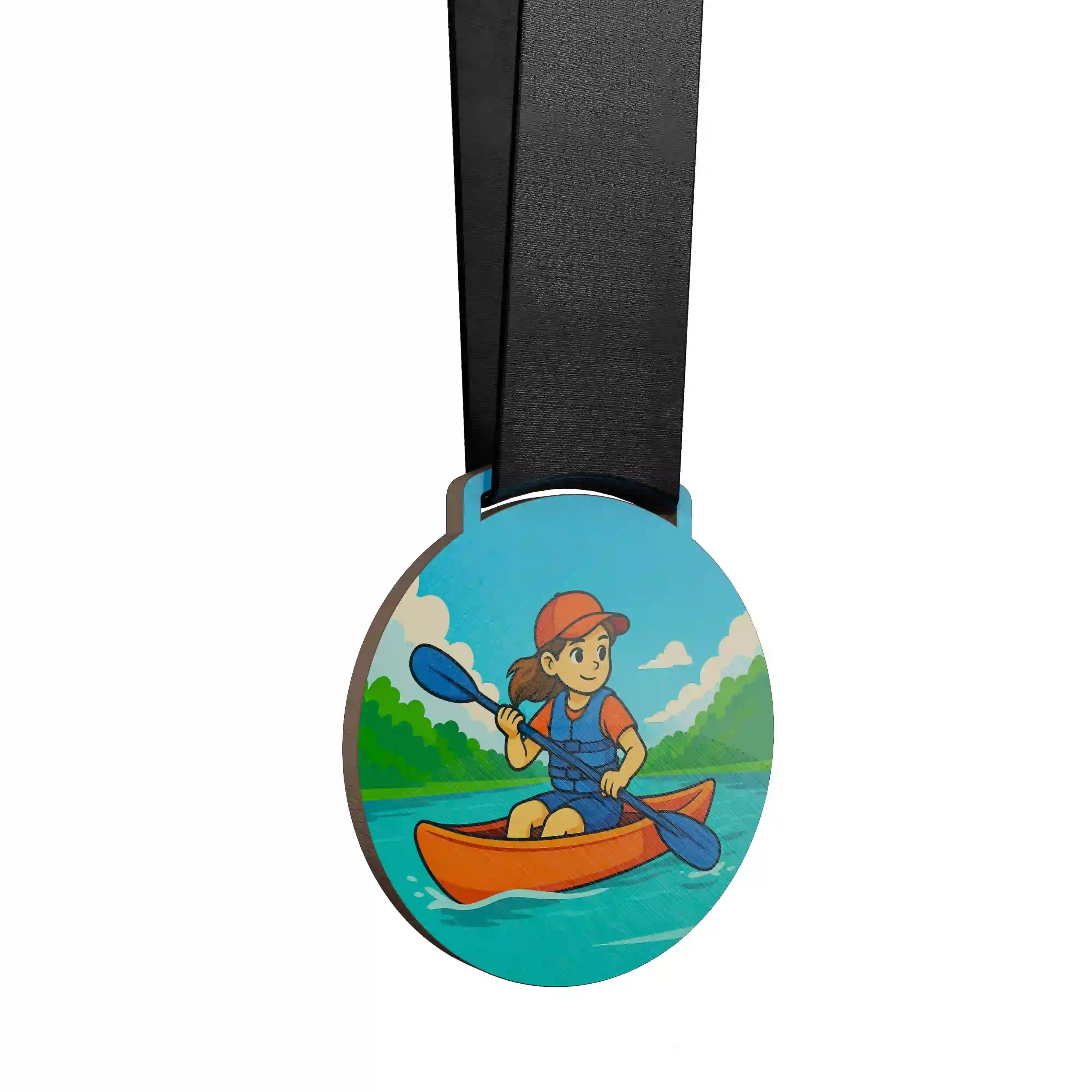 Jeune fille pagayant sur son canoë-kayak.