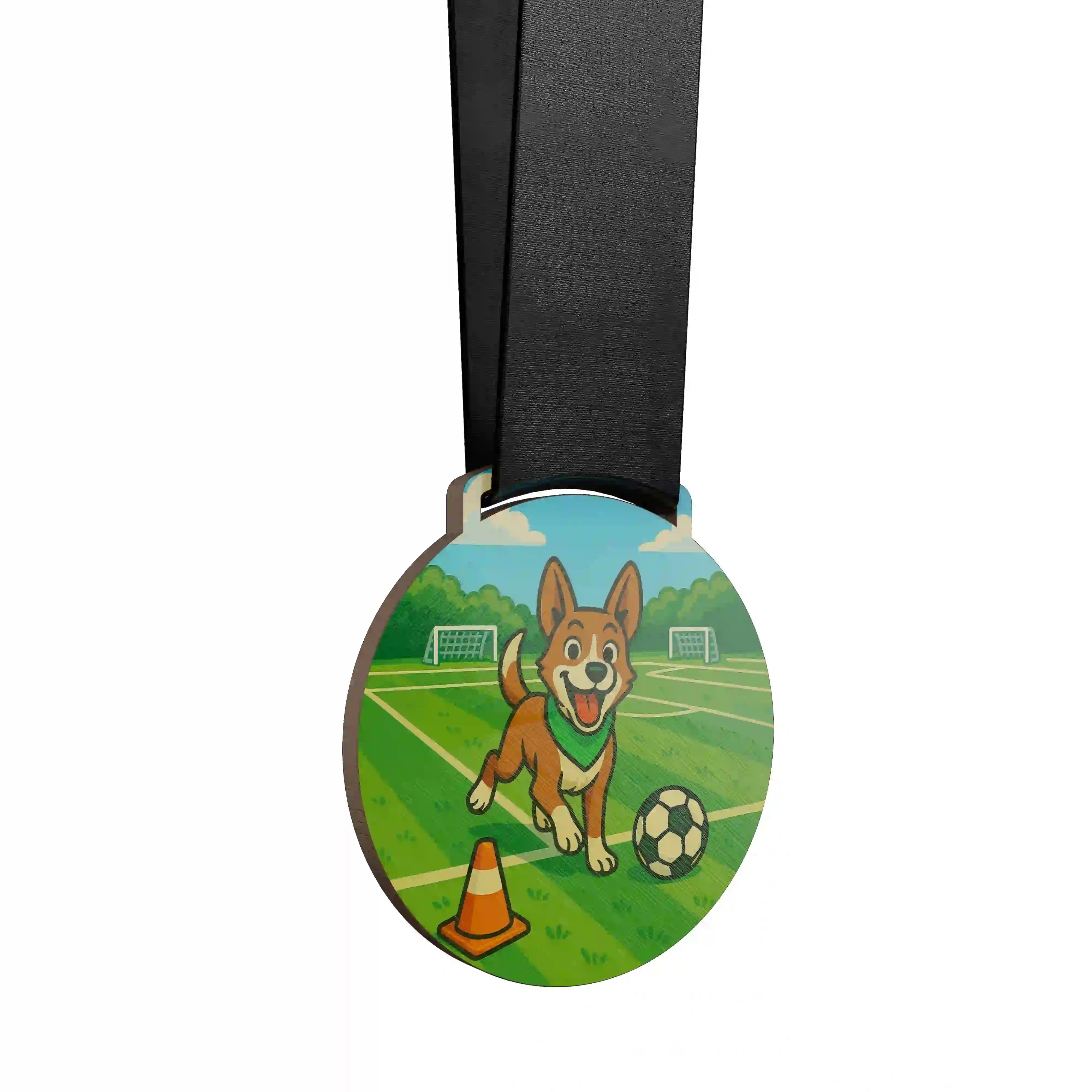 Petit chien qui s'amuse avec une balle de foot