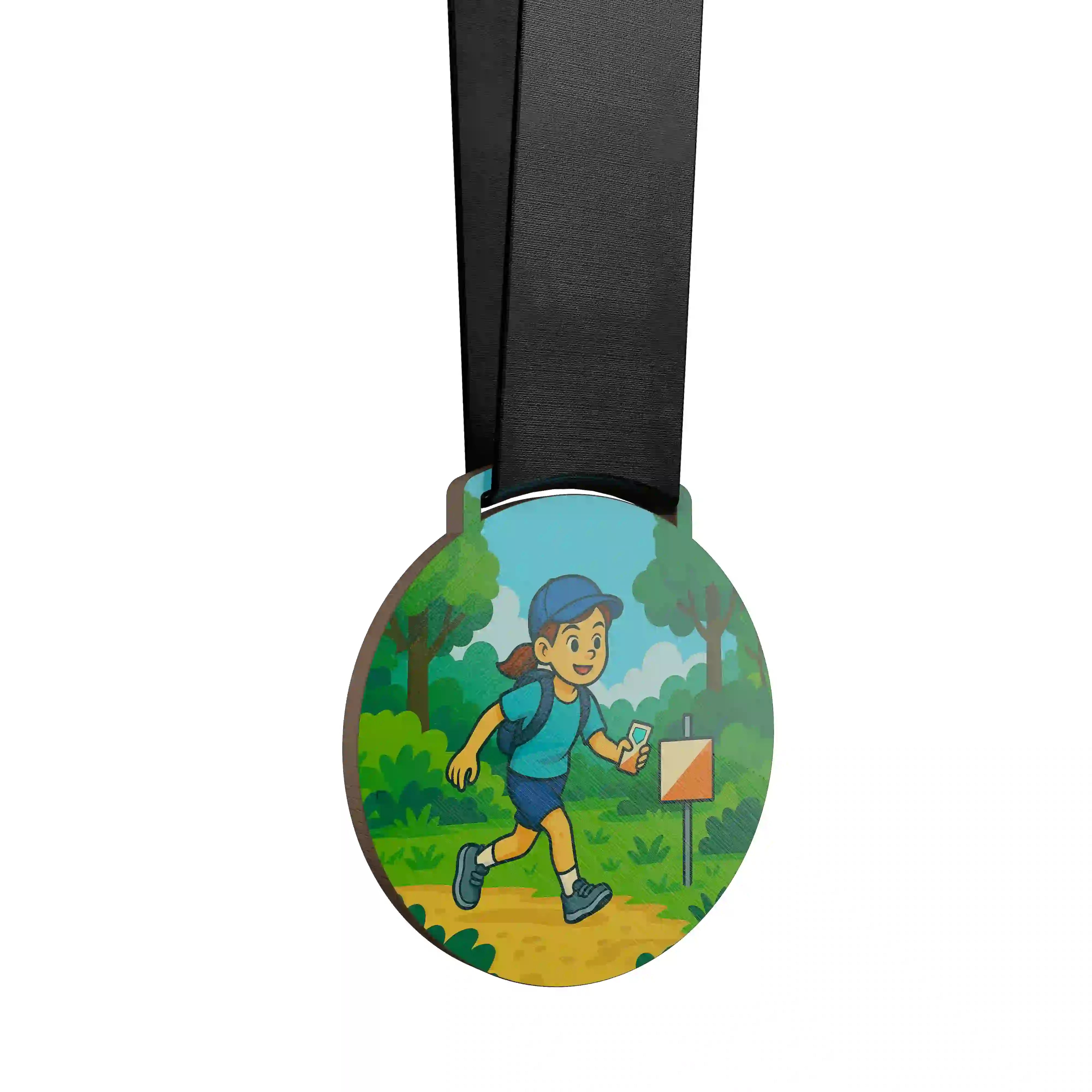 Jeune fille faisant une course d'orientation