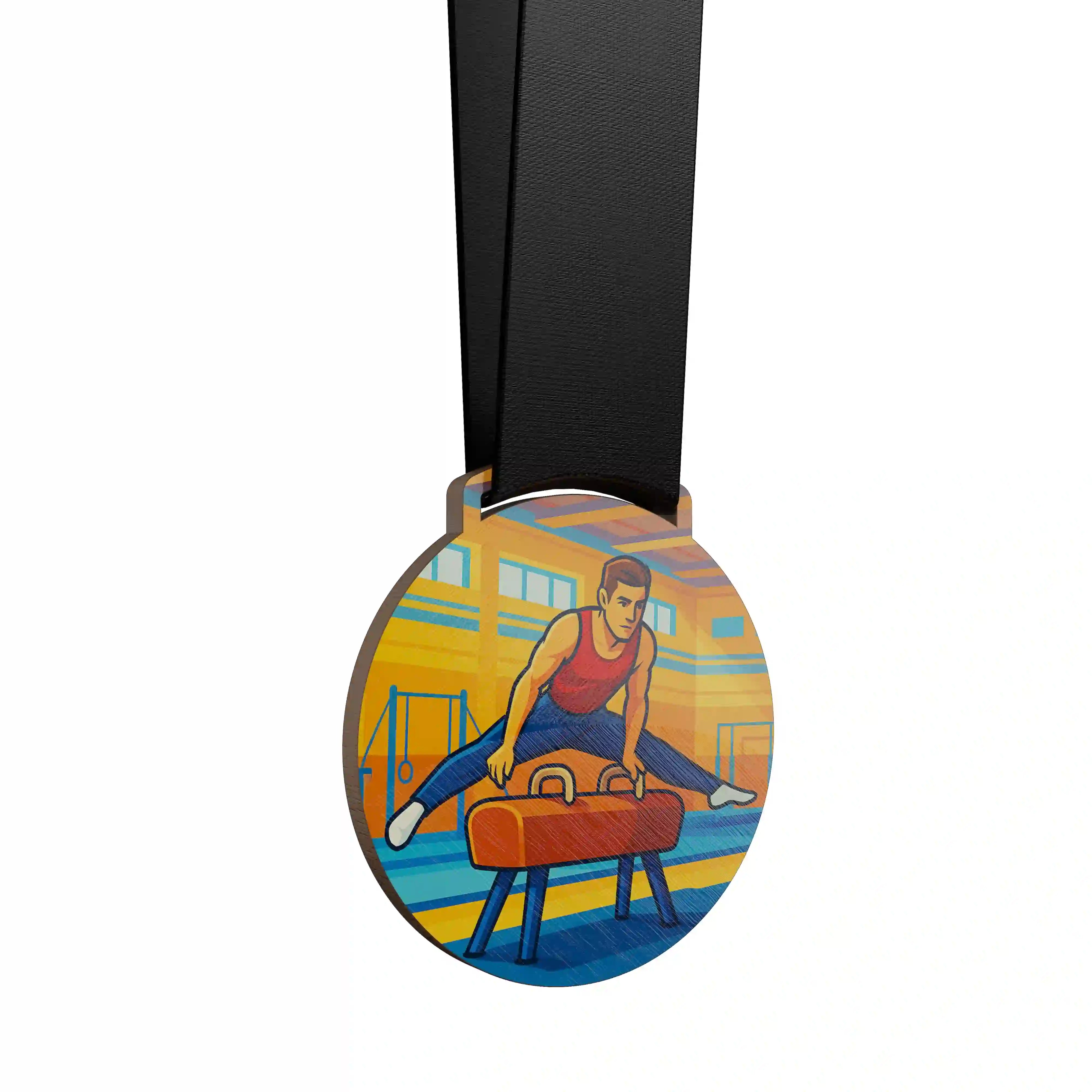 Homme en gymnastique artistique effectuant un écart aux barres parallÚles.