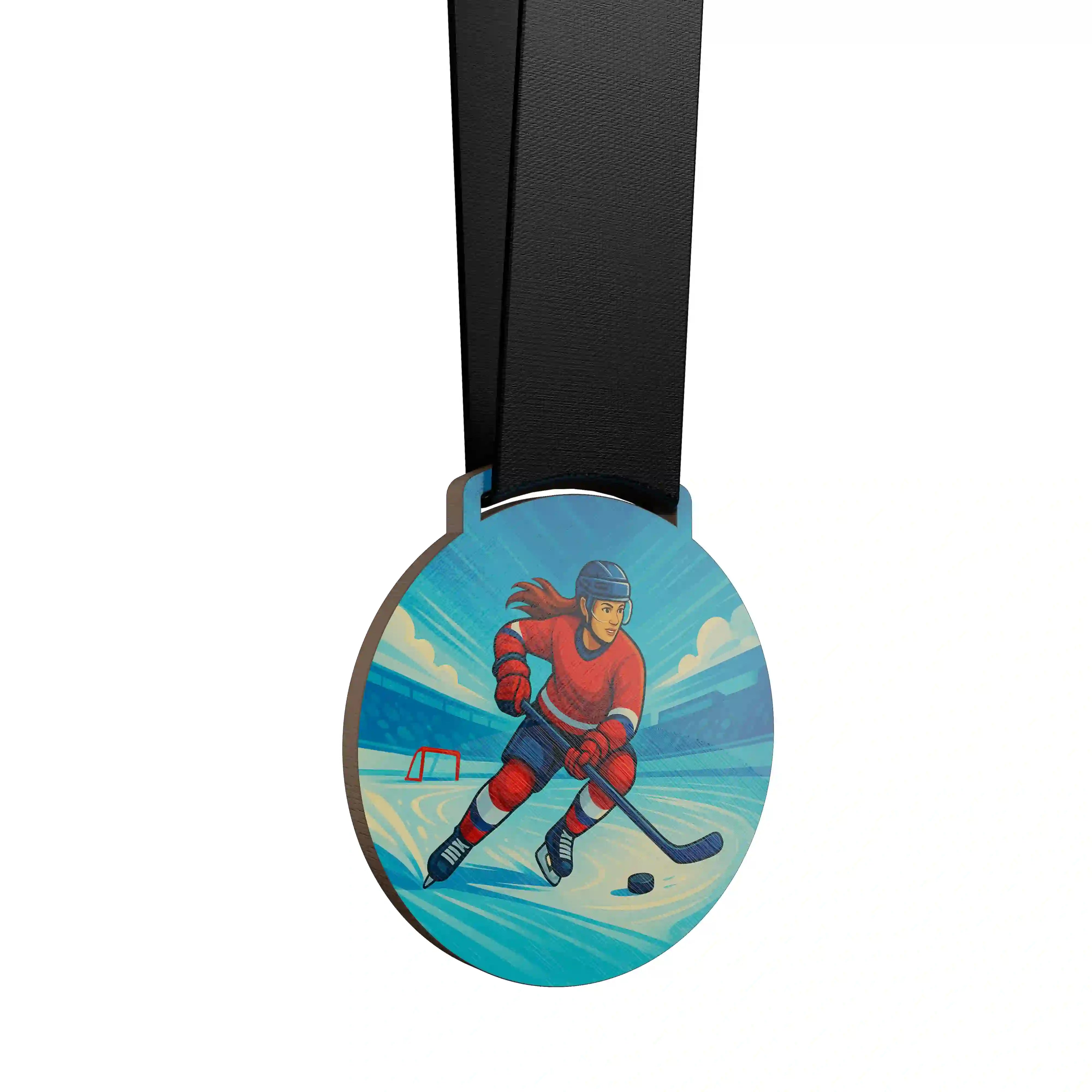 AthlÚte de hockey féminin sur glace, en pleine course.