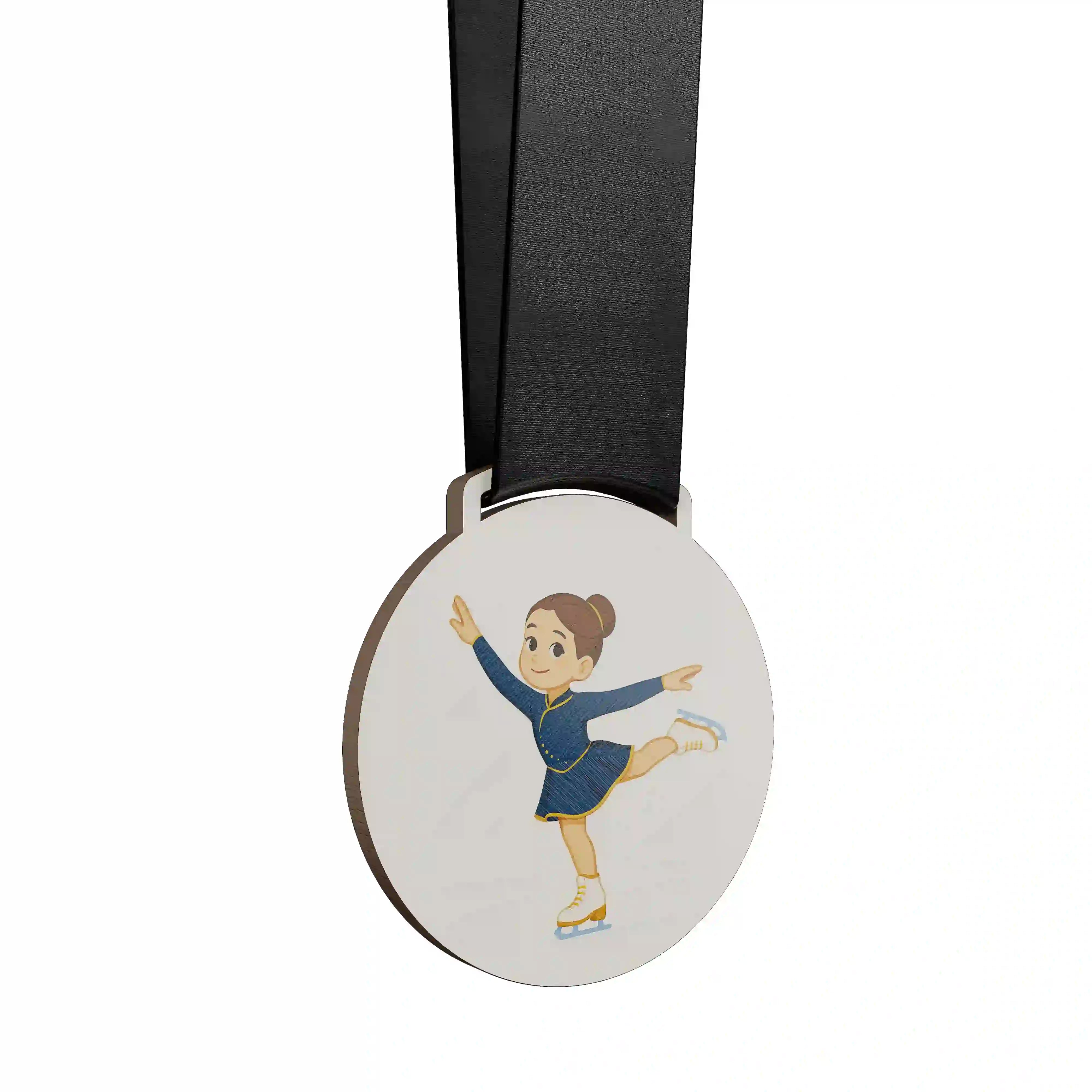 médaille en bois d'une jeune fille faisant du patinage artistique