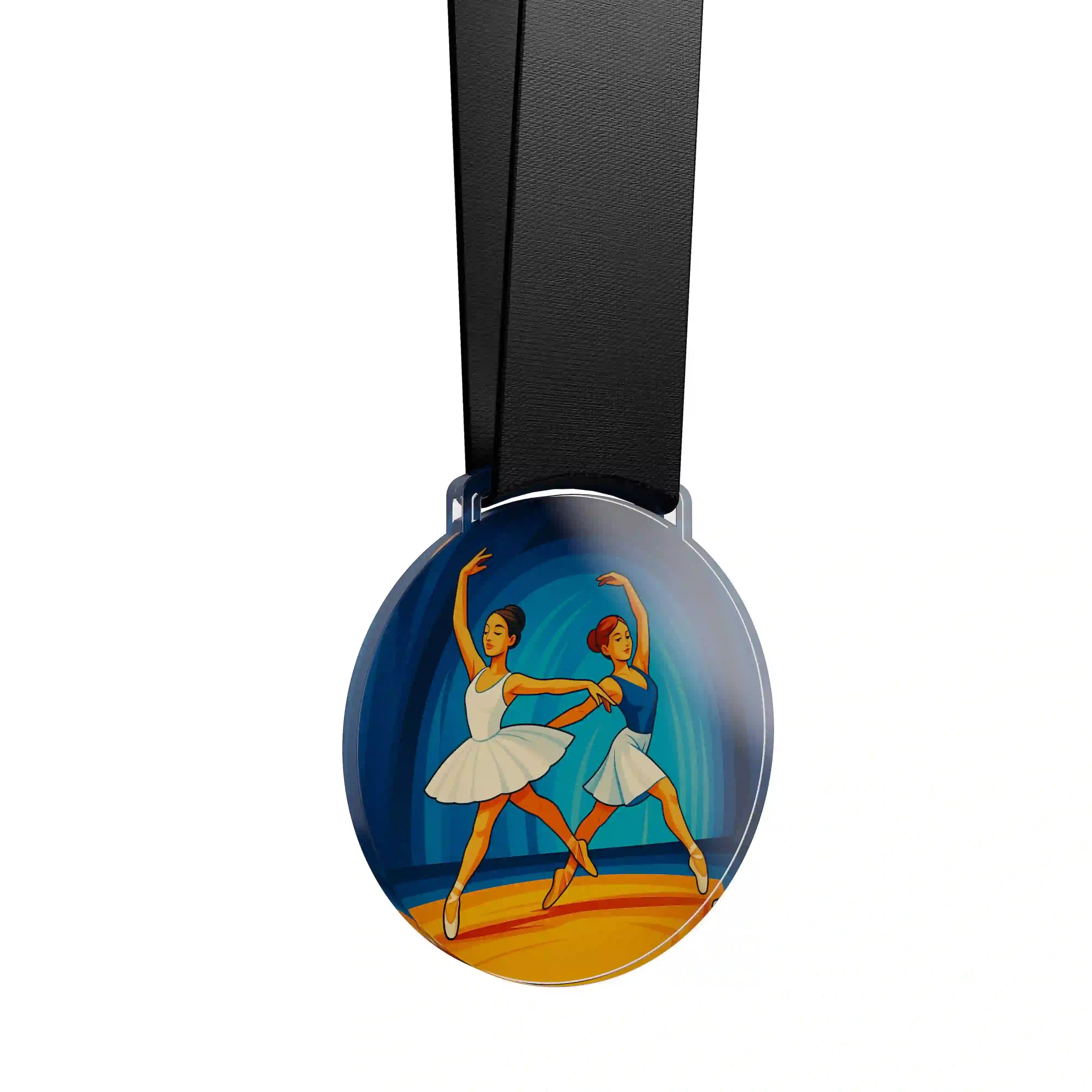 médaille en acrylique de deux danseuses classiques