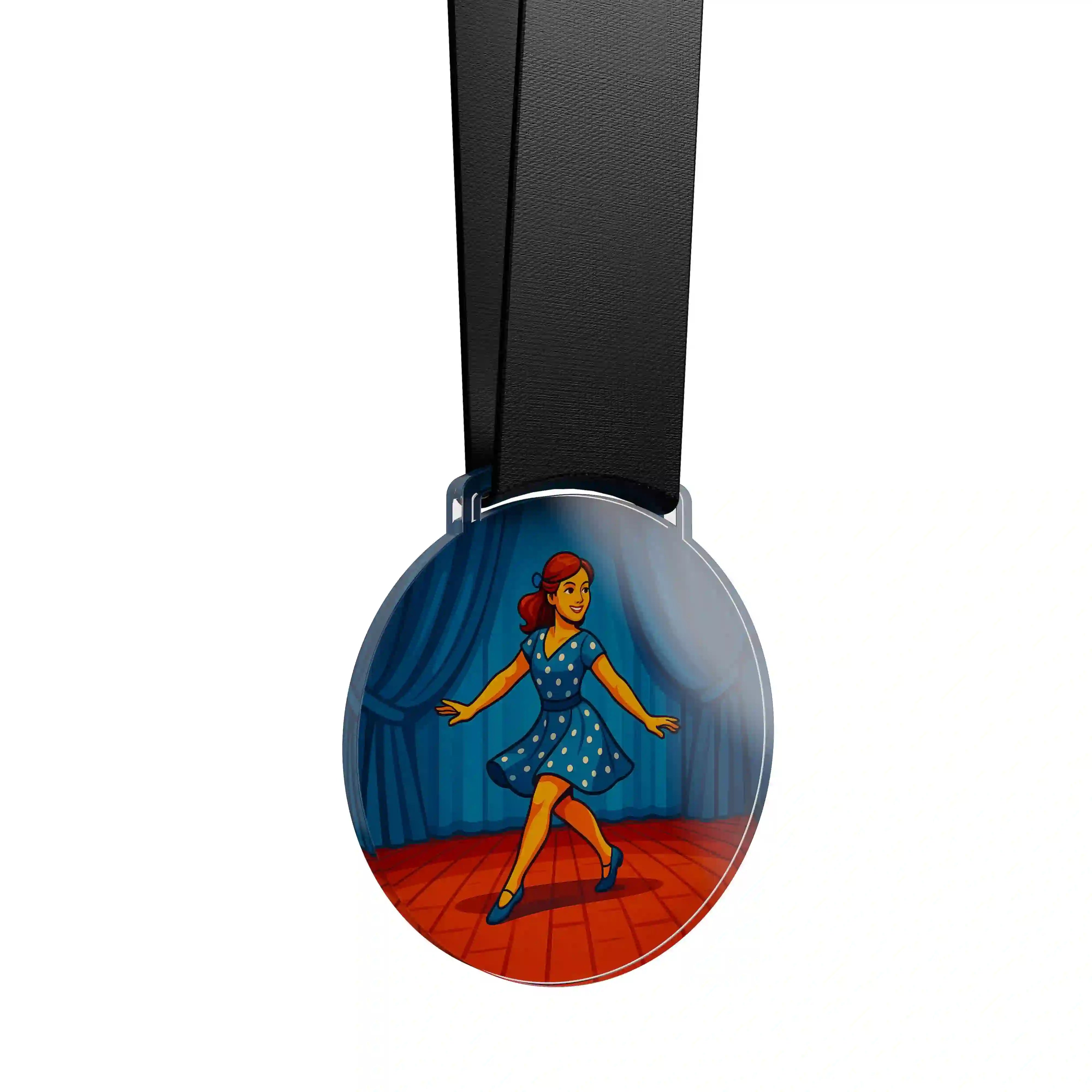 médaille en acrylique d'une danseuse de swing