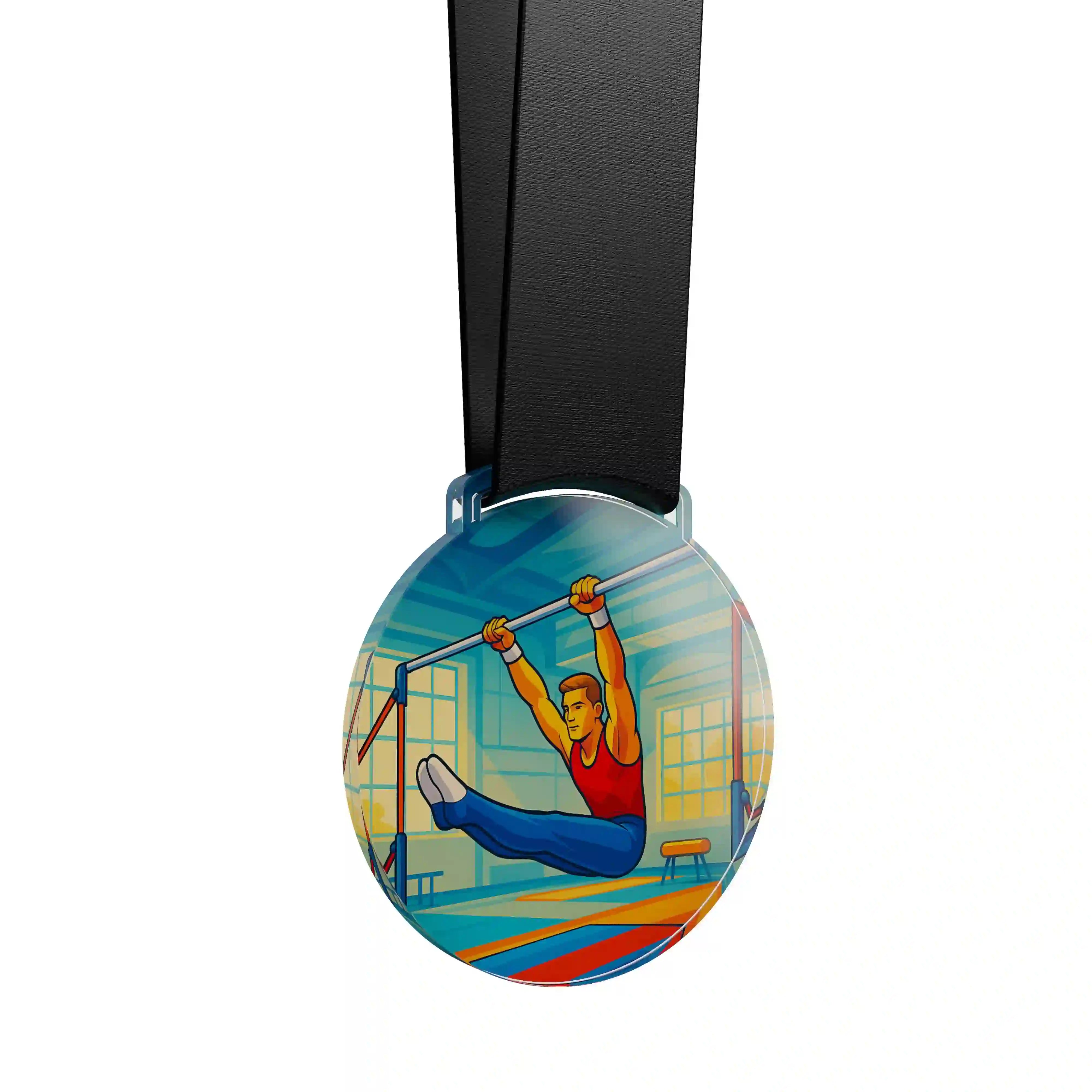 médaille acrylique d'un homme faisant de la gymnastique