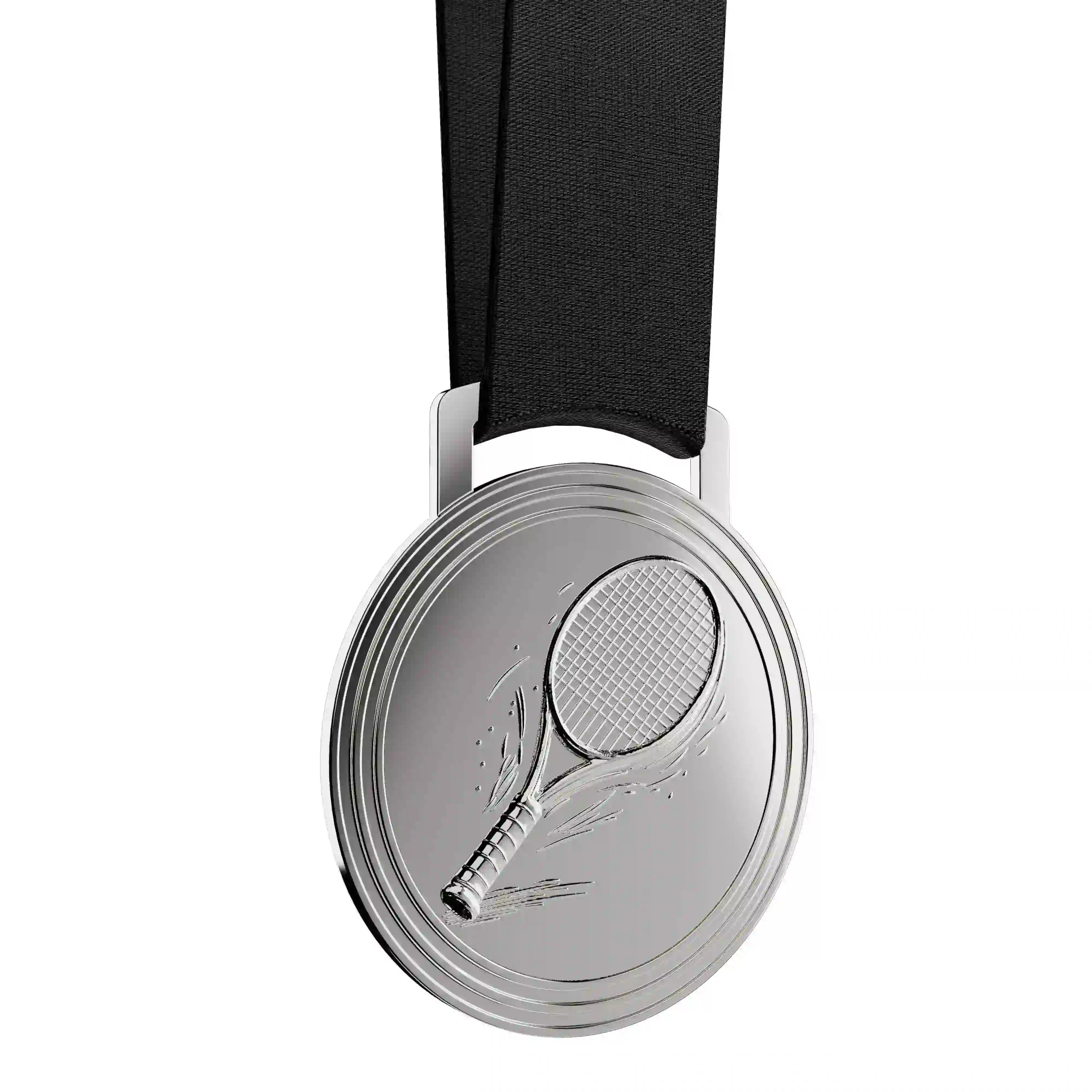 médaille en argent d'une raquette de tennis