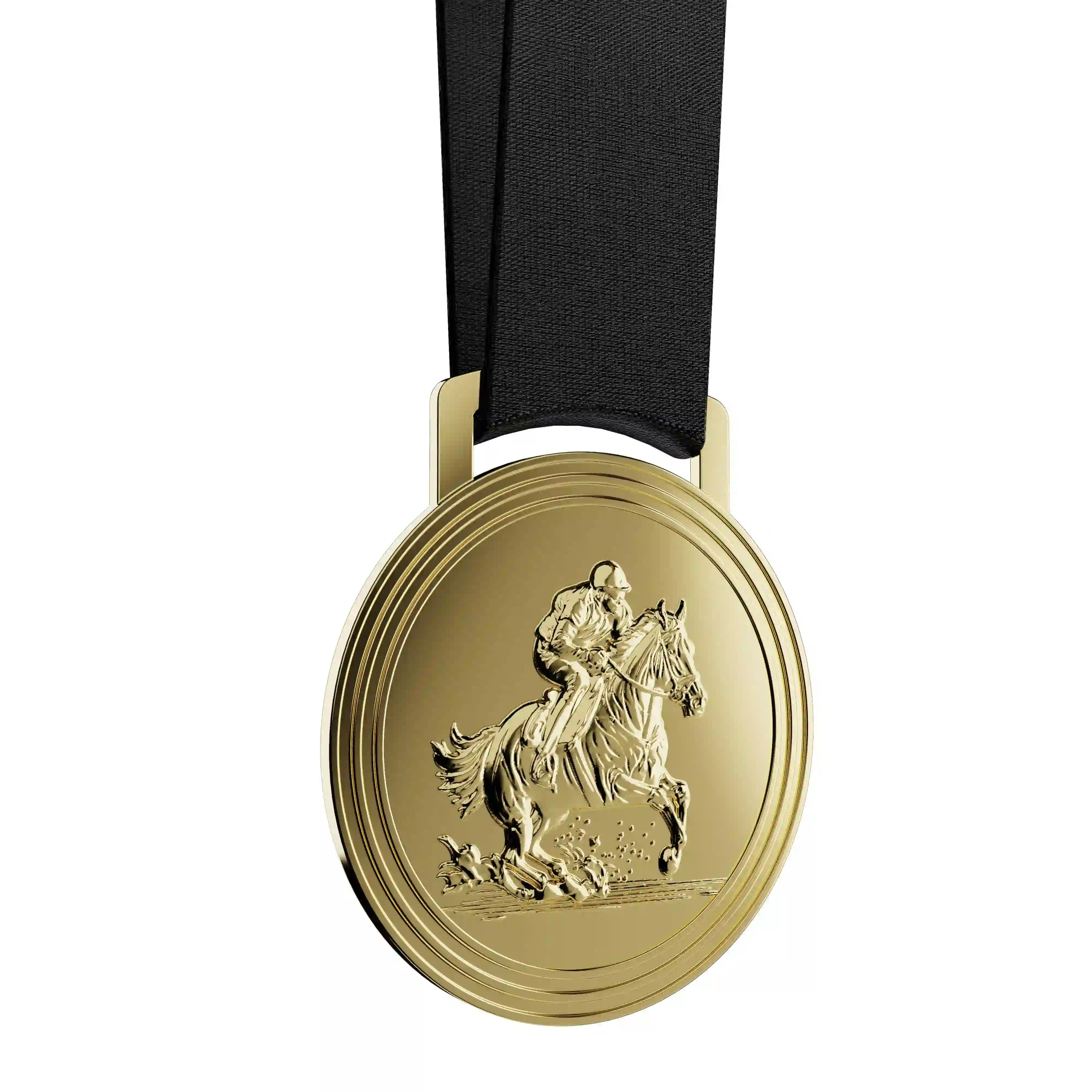 médaille or représentant l'équitation