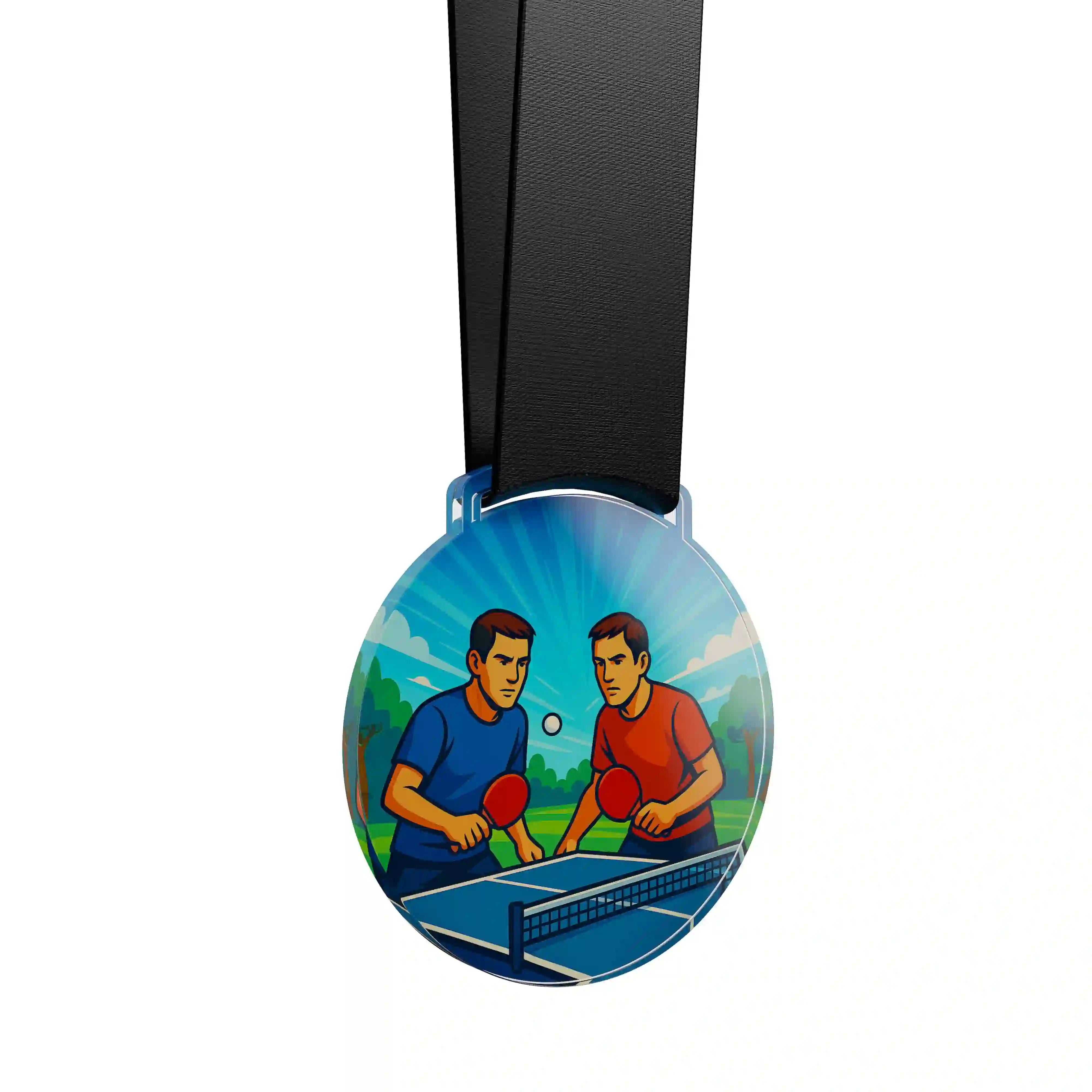 médaille acrylique de deux homme faisant du ping pong