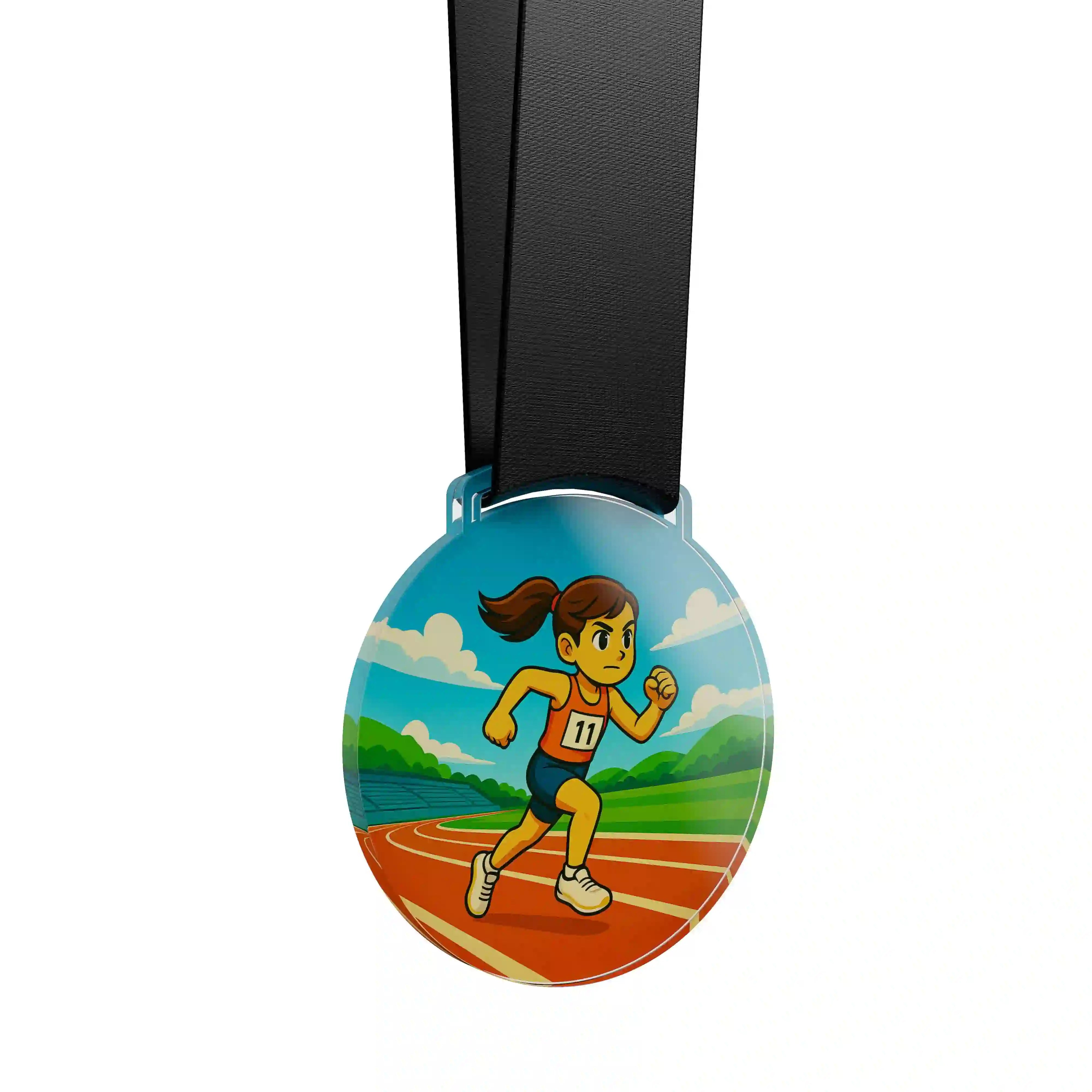 medaille acrylique d'une fille faisant de l'athlétisme