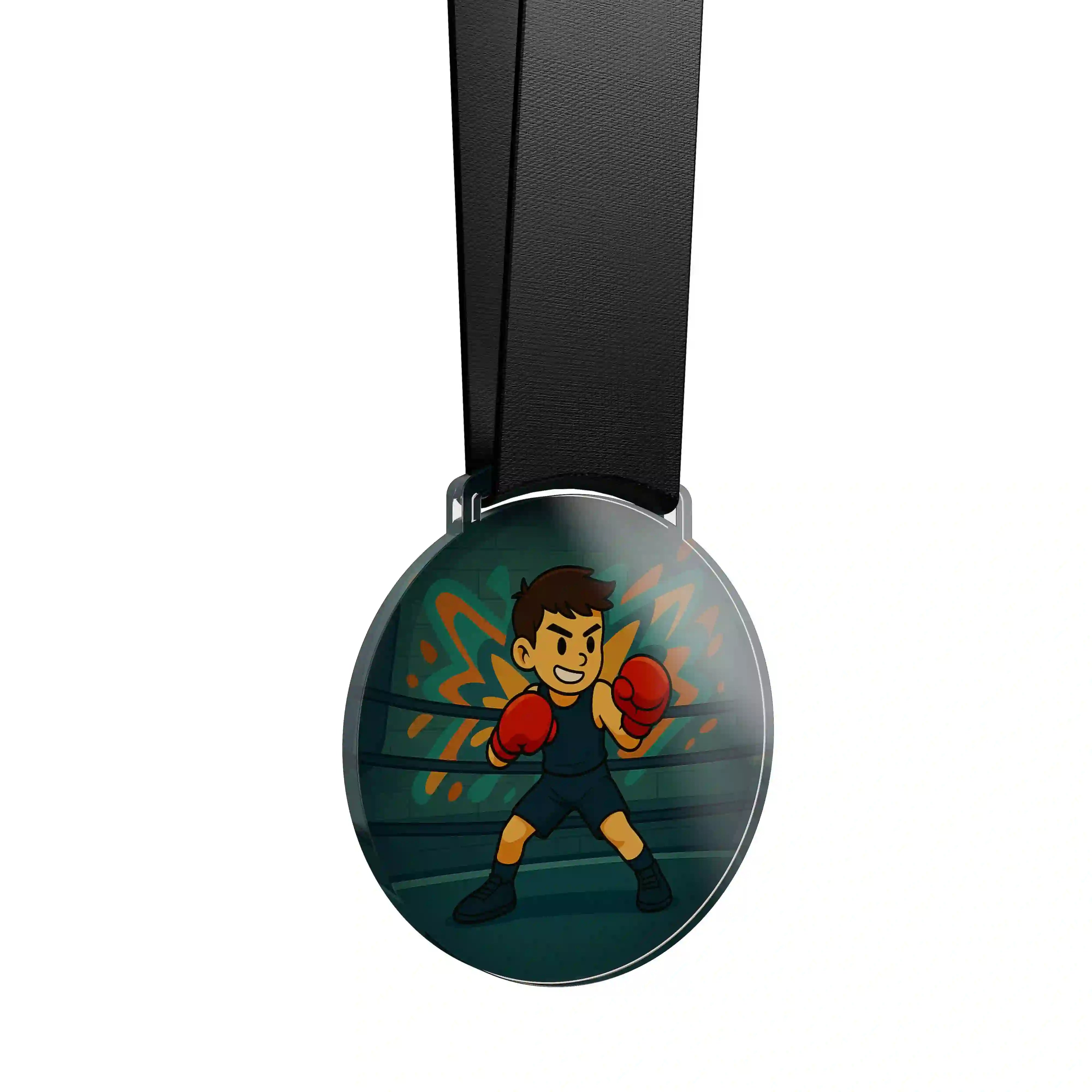 médaille acrylique d'un jeune boxeur