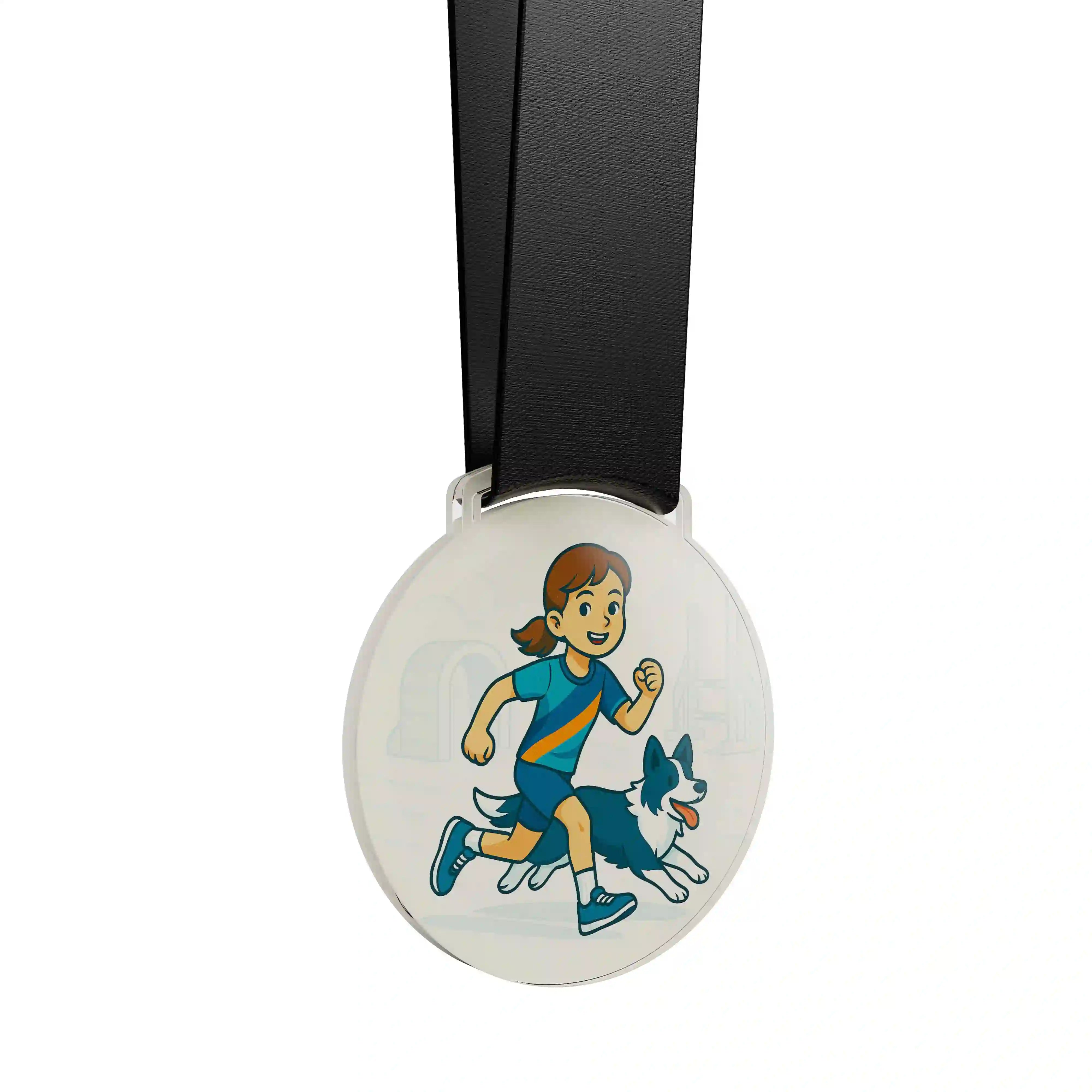 médaille acrylique d'une jeune fille faisant de la compétition canine