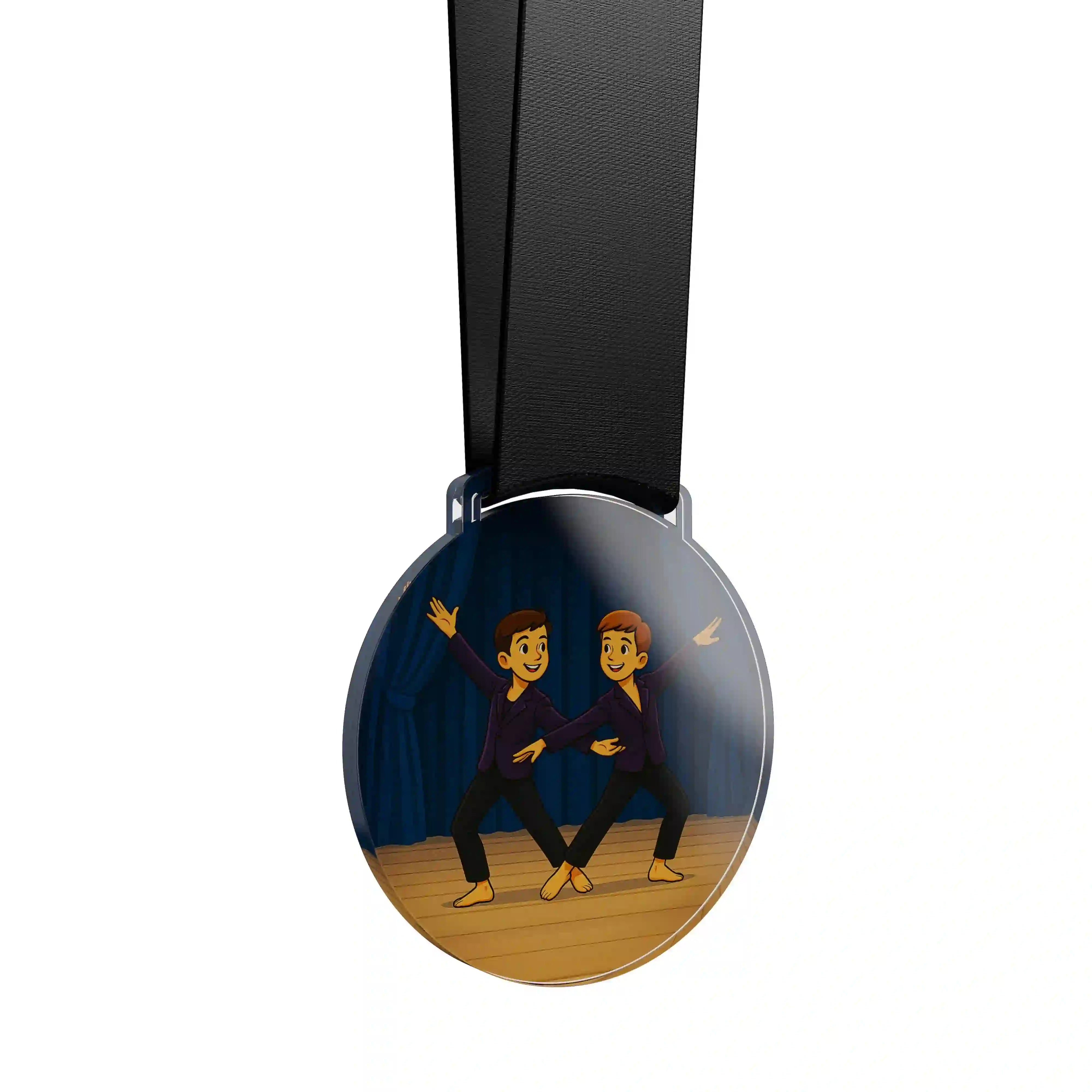 médaille acrylique d'un duo de garçon faisant de la danse contemporaine