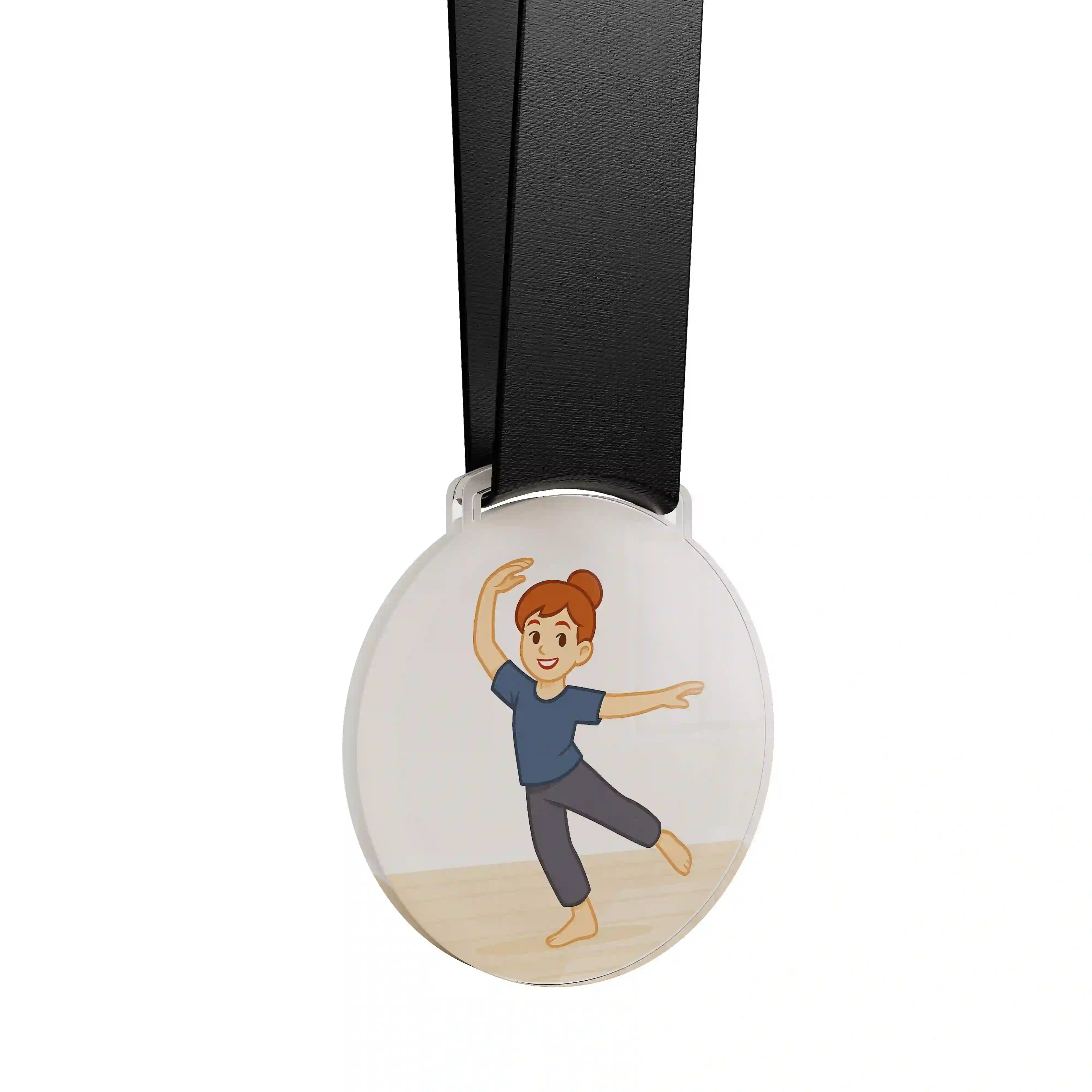 médaille acrylique d'une jeune fille faisant de la danse contemporaine