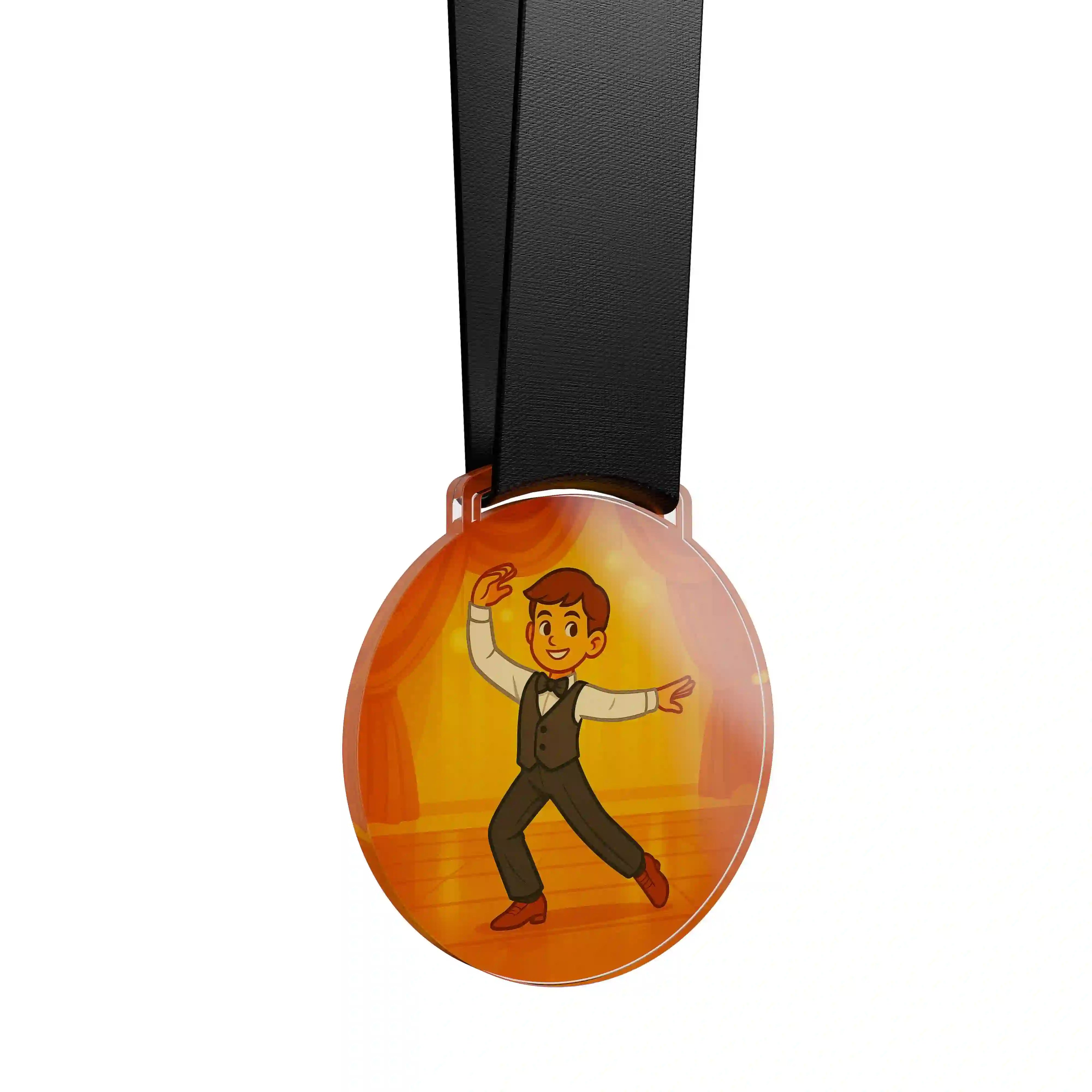 médaille acrylique d'un jeune garçon faisant de la danse de salon