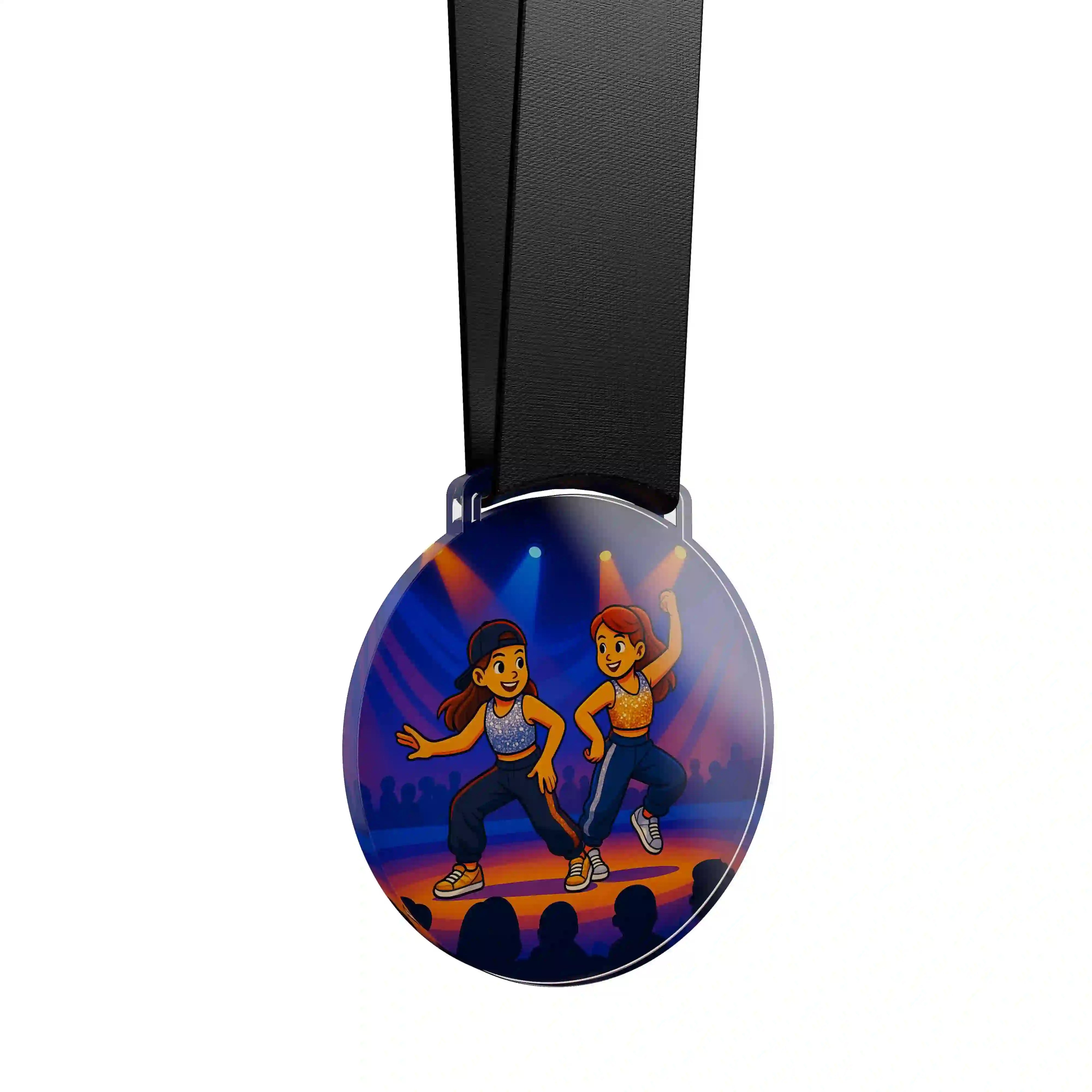 médaille acrylique d'une jeune fille faisant de la danse hip hop