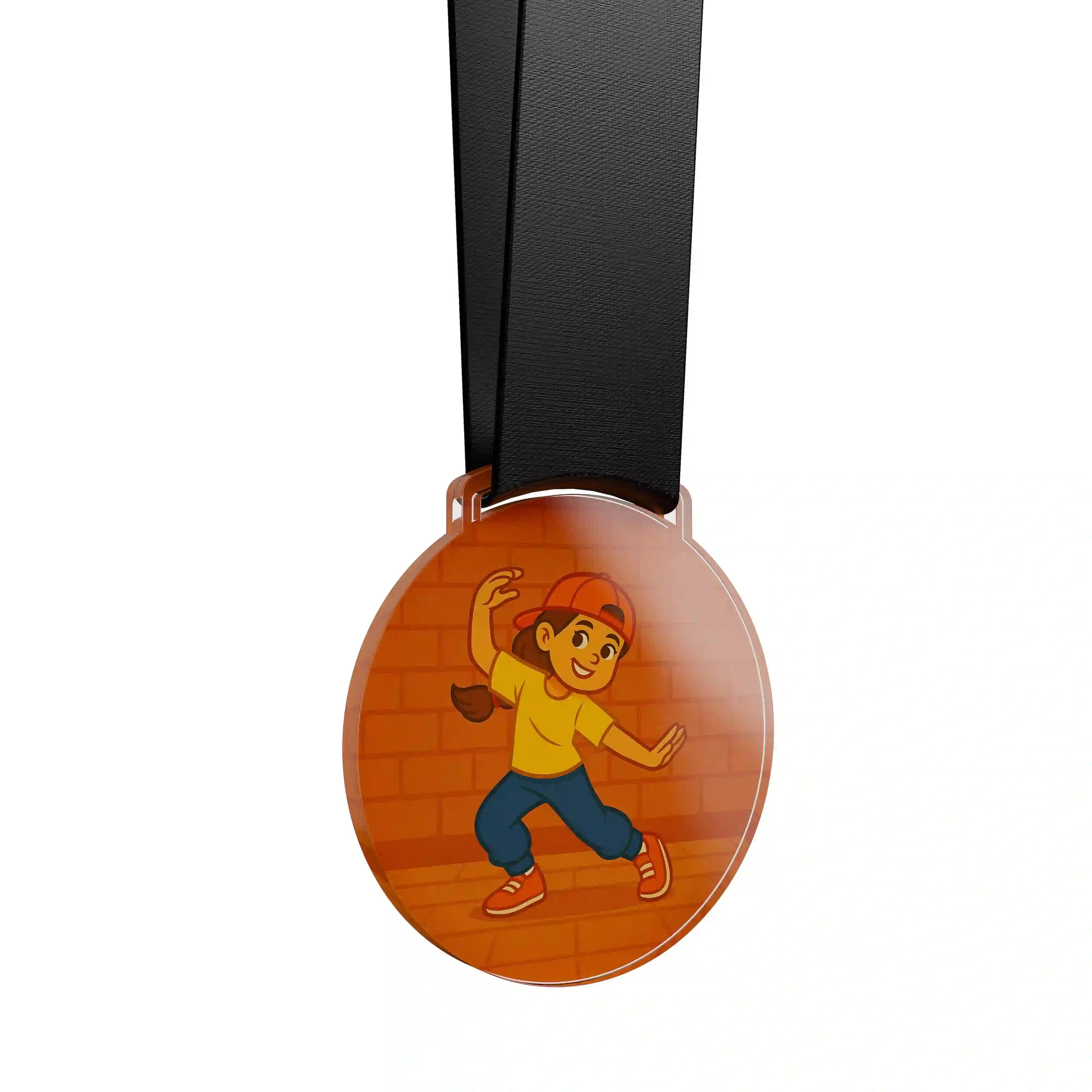 médaille acrylique d'une jeune fille faisant de la danse hip hop