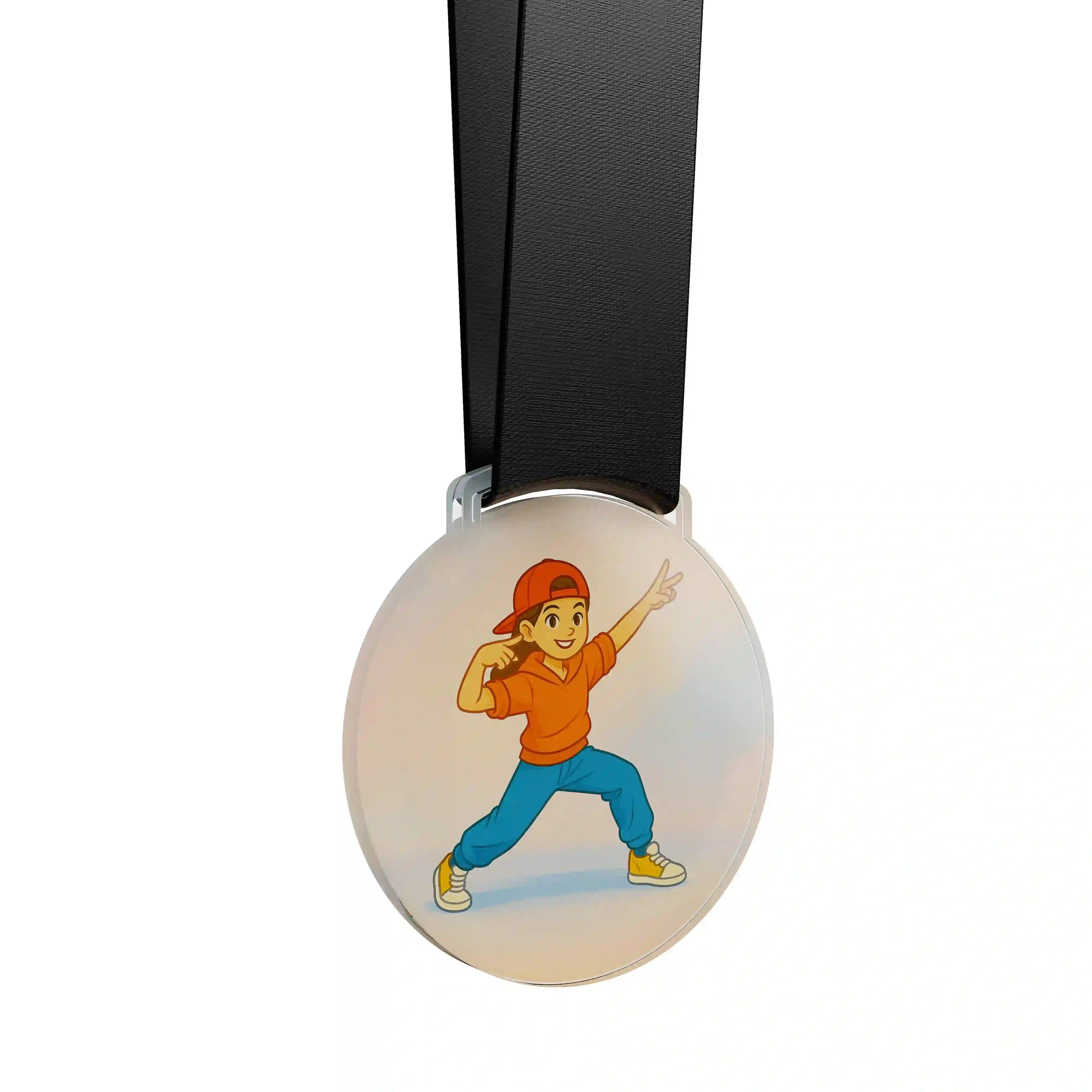 médaille acrylique d'une jeune fille faisant de la danse hip hop