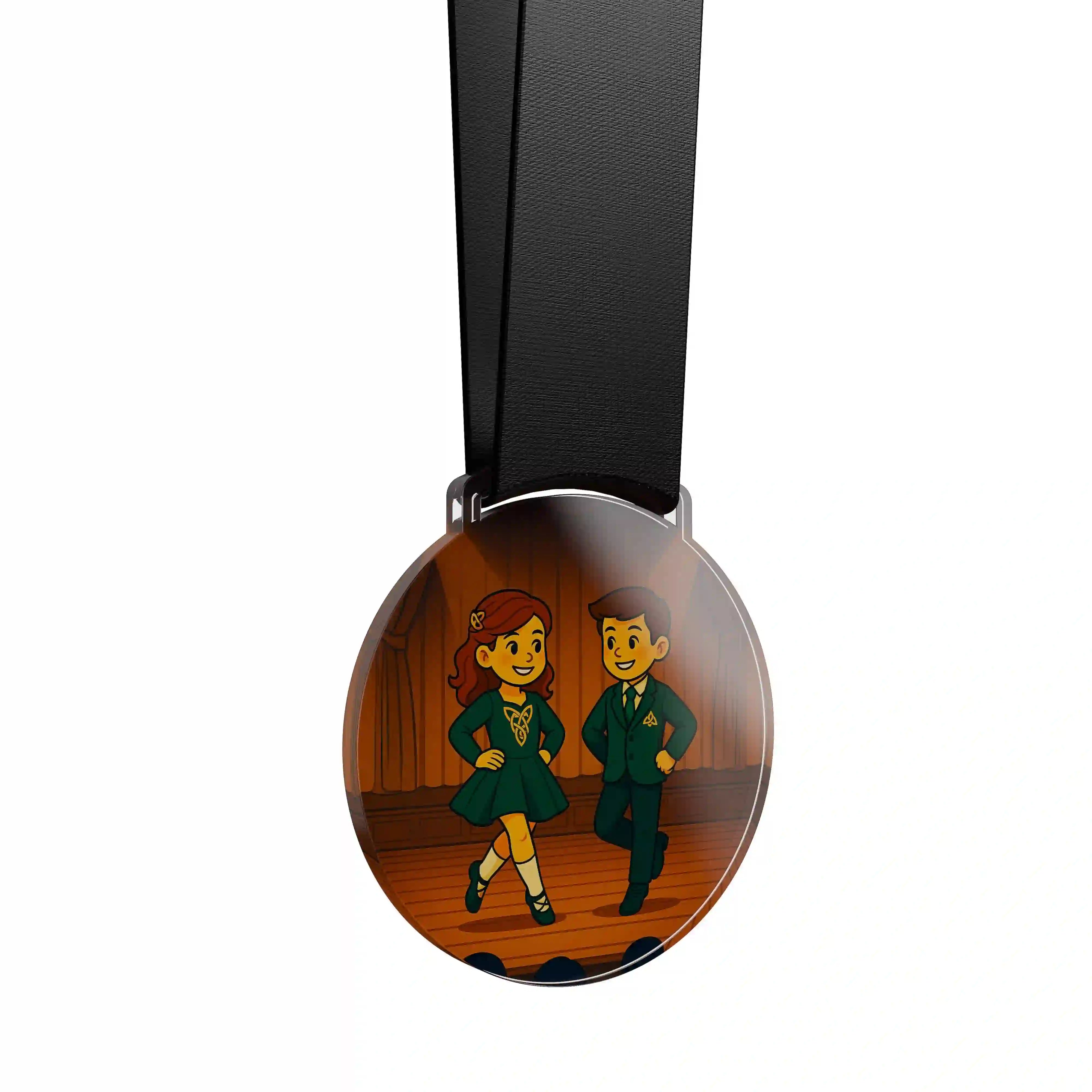 médaille acrylique d'enfants faisant de la danse irlandaise