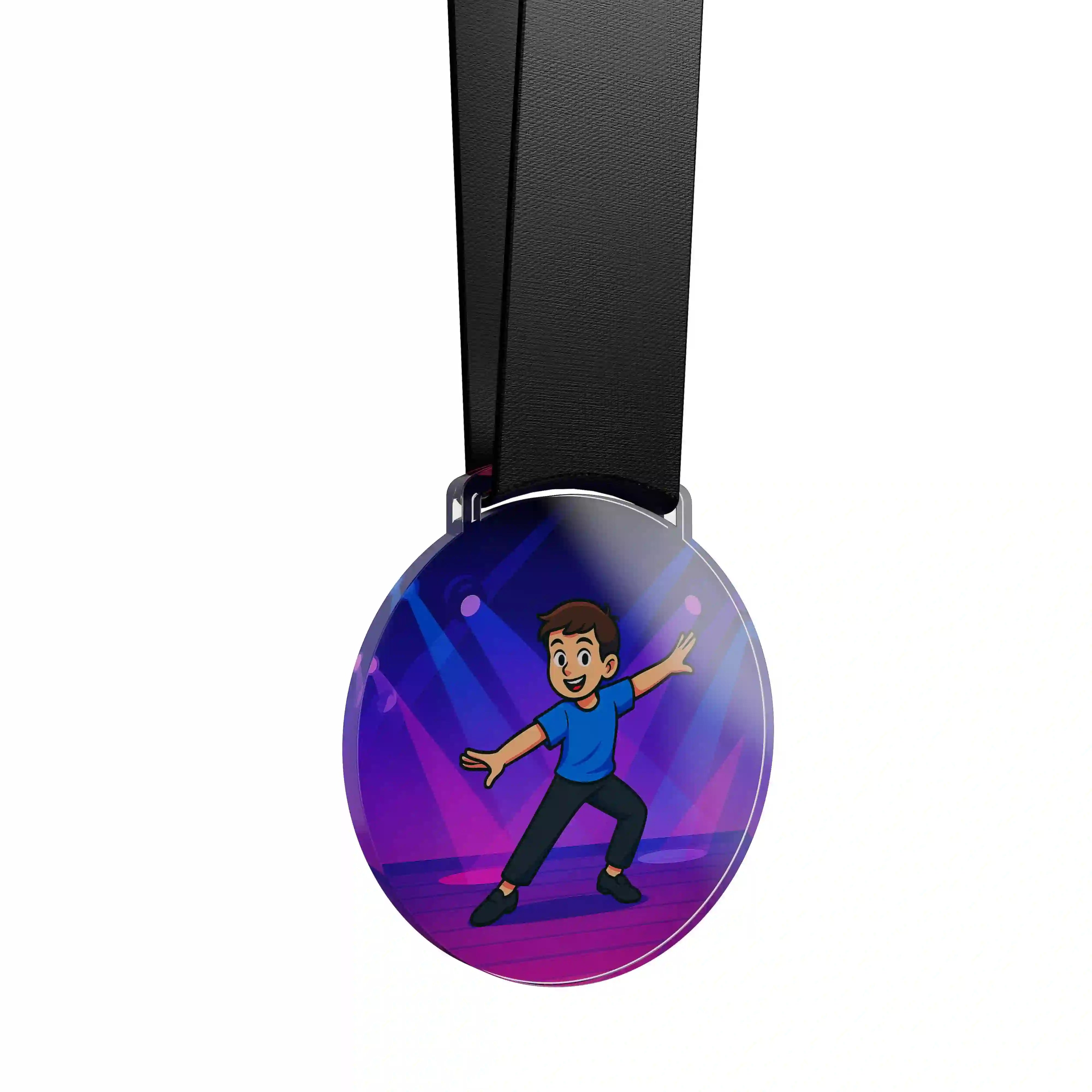médaille acrylique d'un jeune garçon faisant de la danse jazz