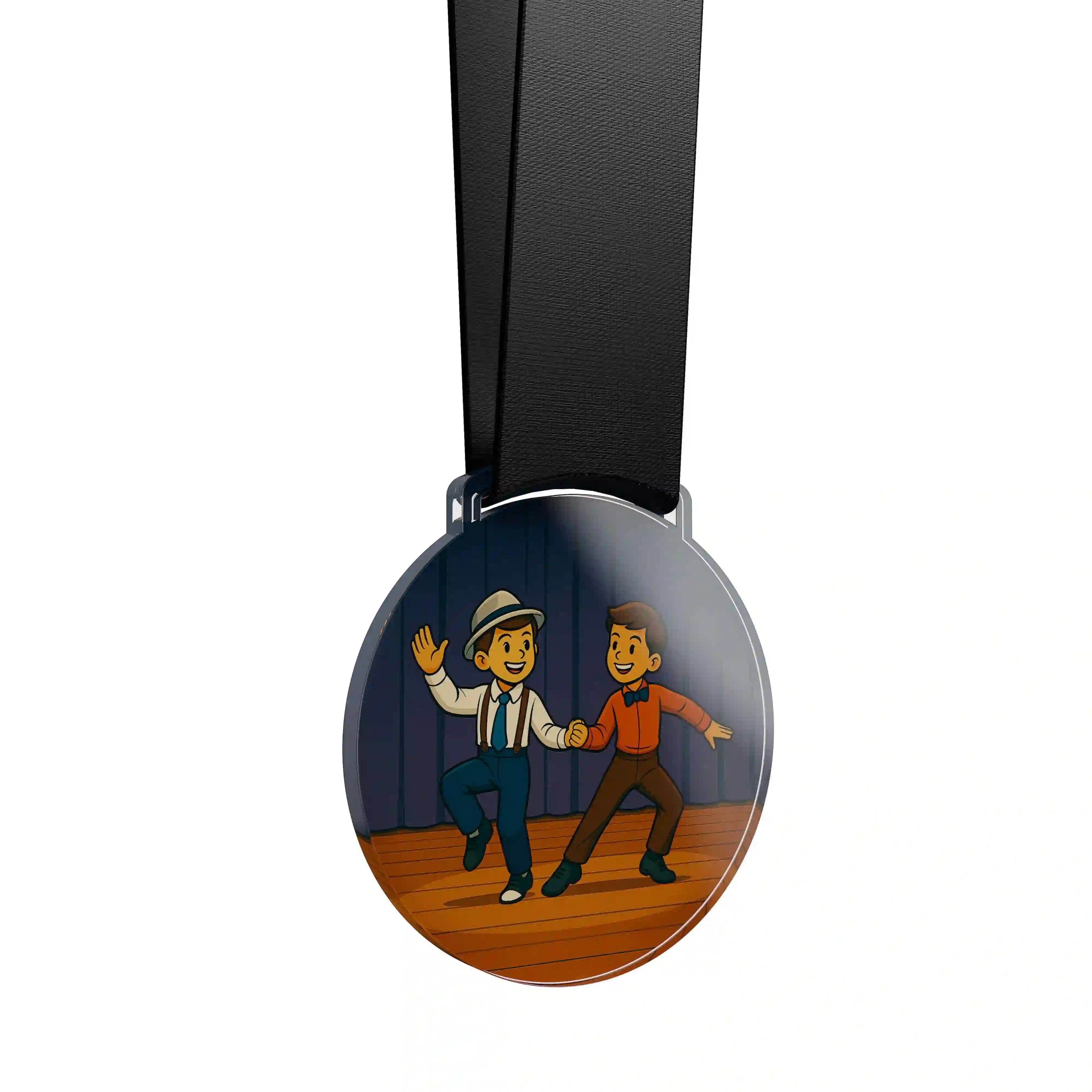 médaille acrylique d'un duo de  jeune garçon faisant de la danse swing