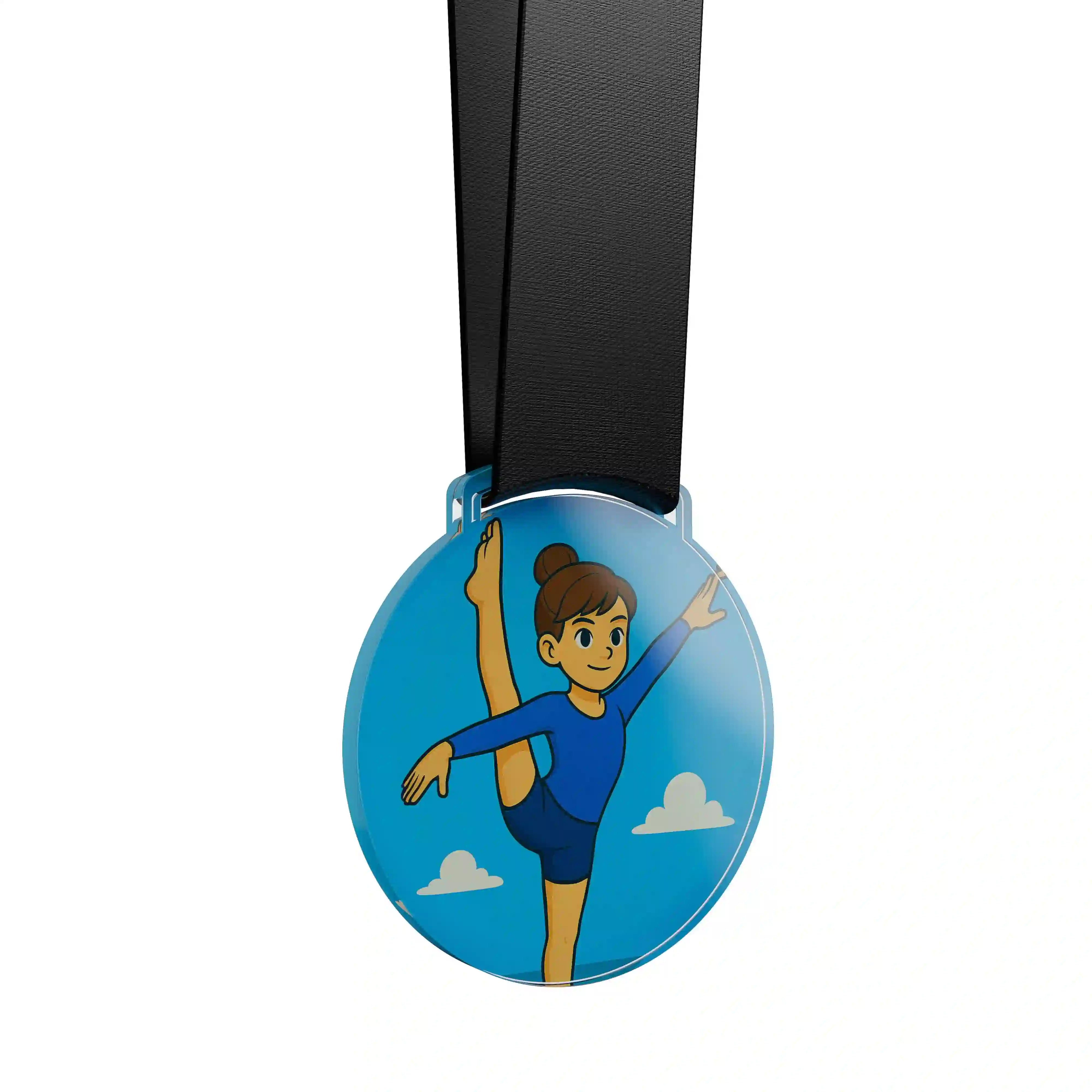 médaille acrylique d'une jeune fille faisant de la gymnastique 