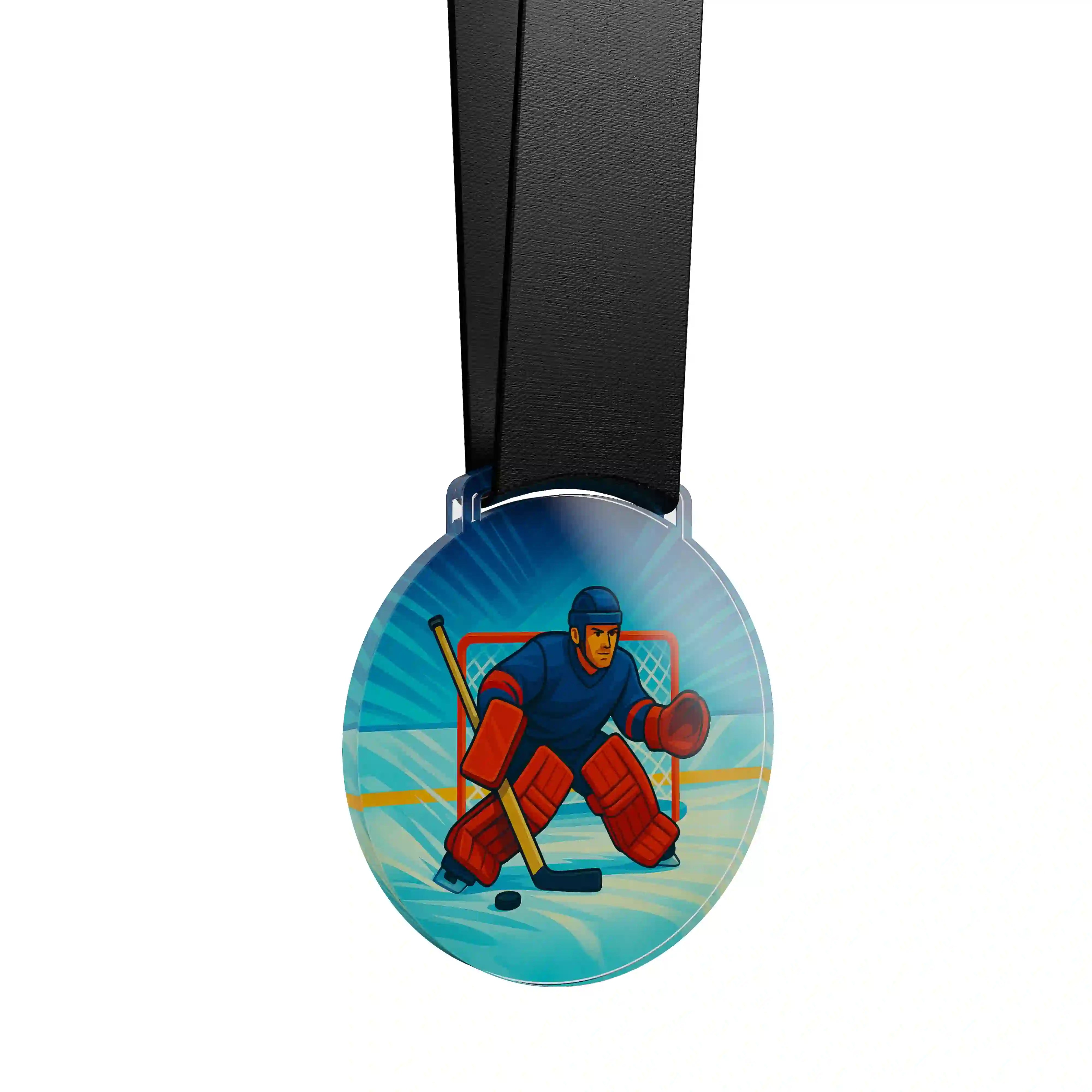 médaille acrylique d'un homme faisant du hockey sur glace 