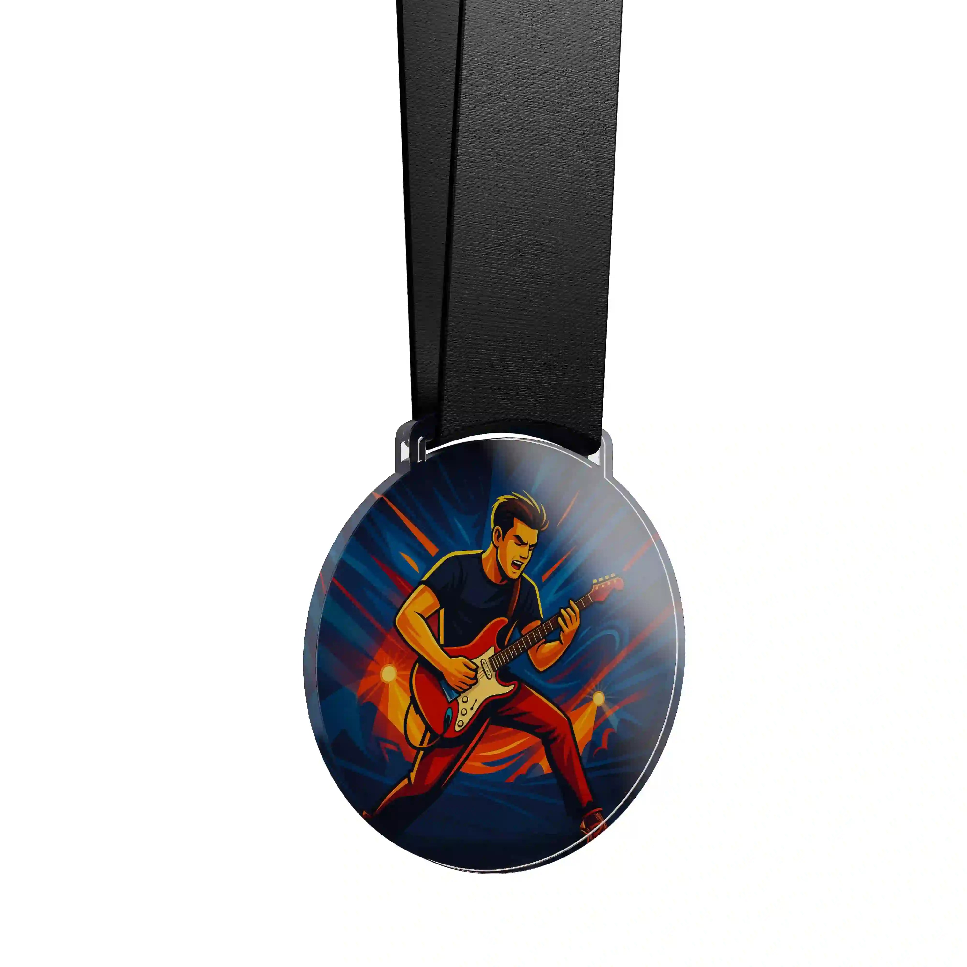 médaille acrylique d'un homme faisant de la musique  