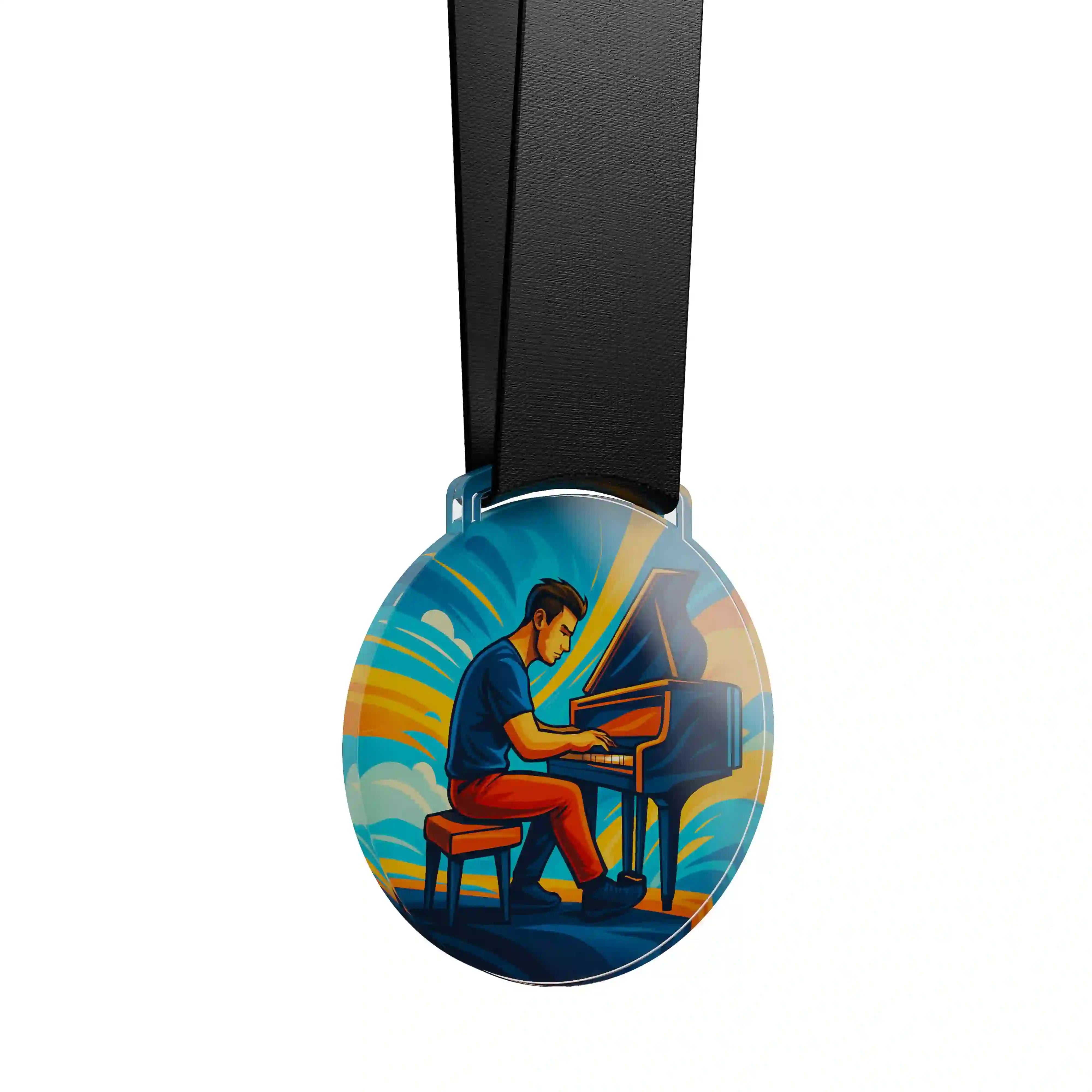 médaille acrylique d'un homme faisant de la musique 