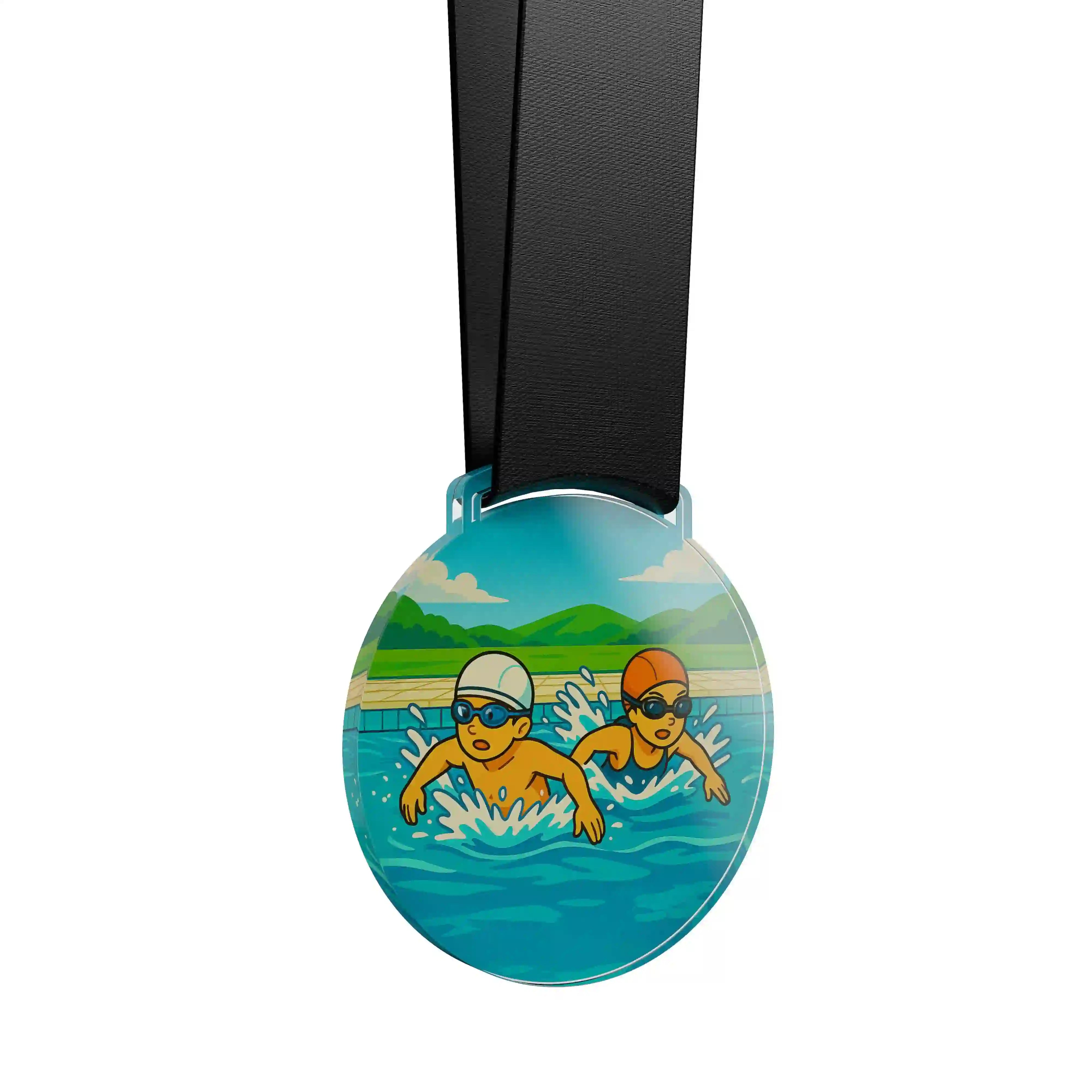 médaille acrylique d'enfant faisant de a natation 