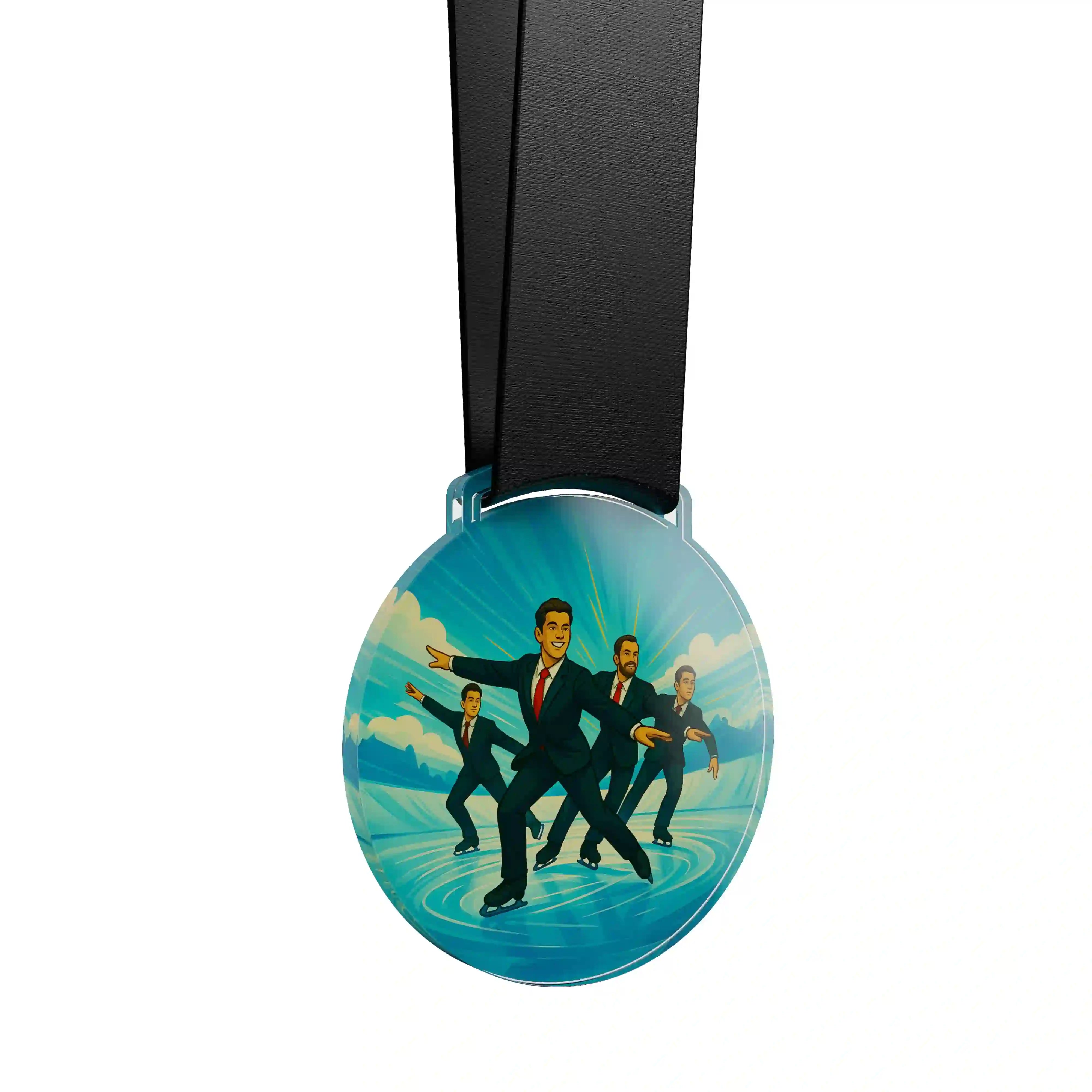 médaille acrylique d'un groupe d'homme faisant du patinage artistique 