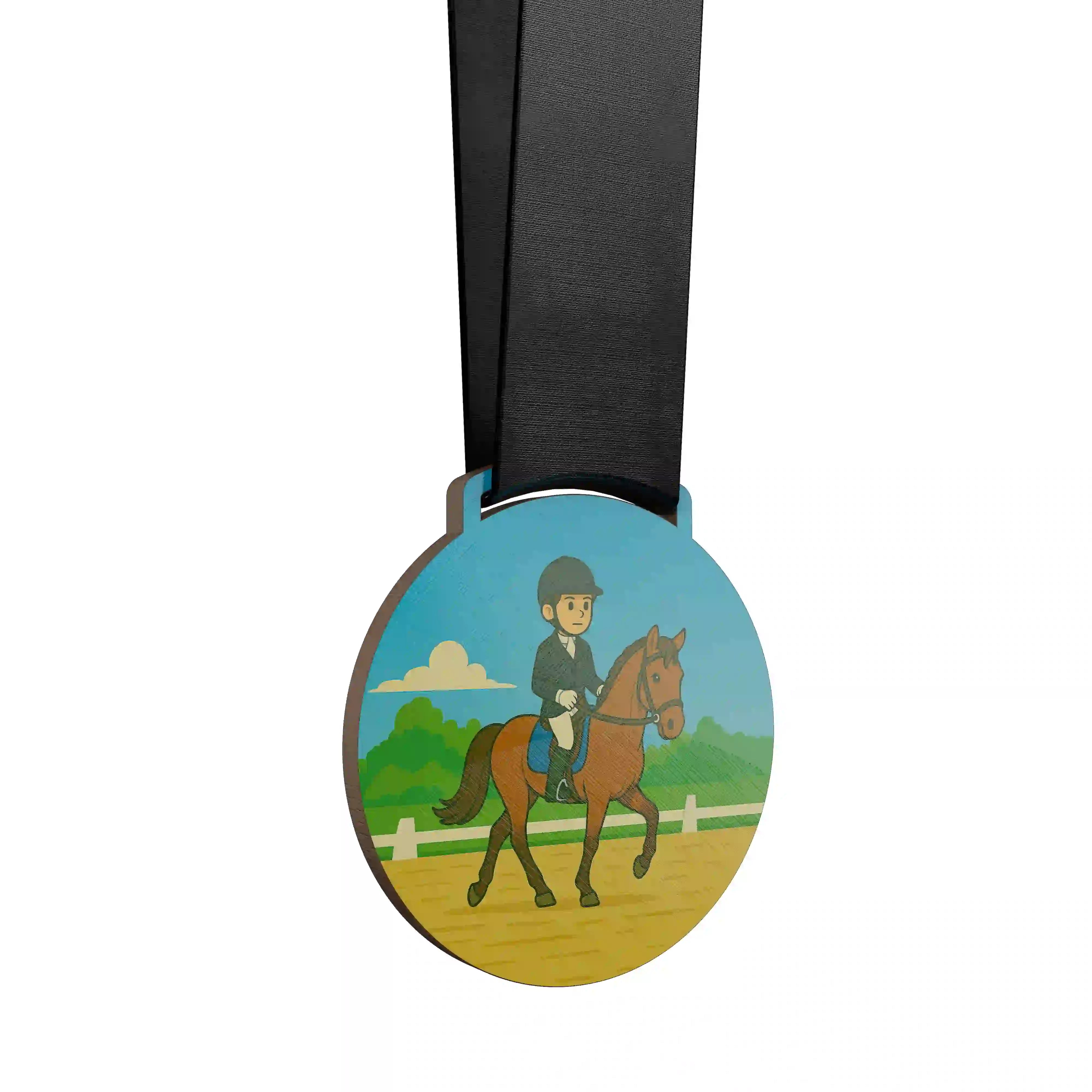 Jeune cavalier effectuant un exercice de dressage.
