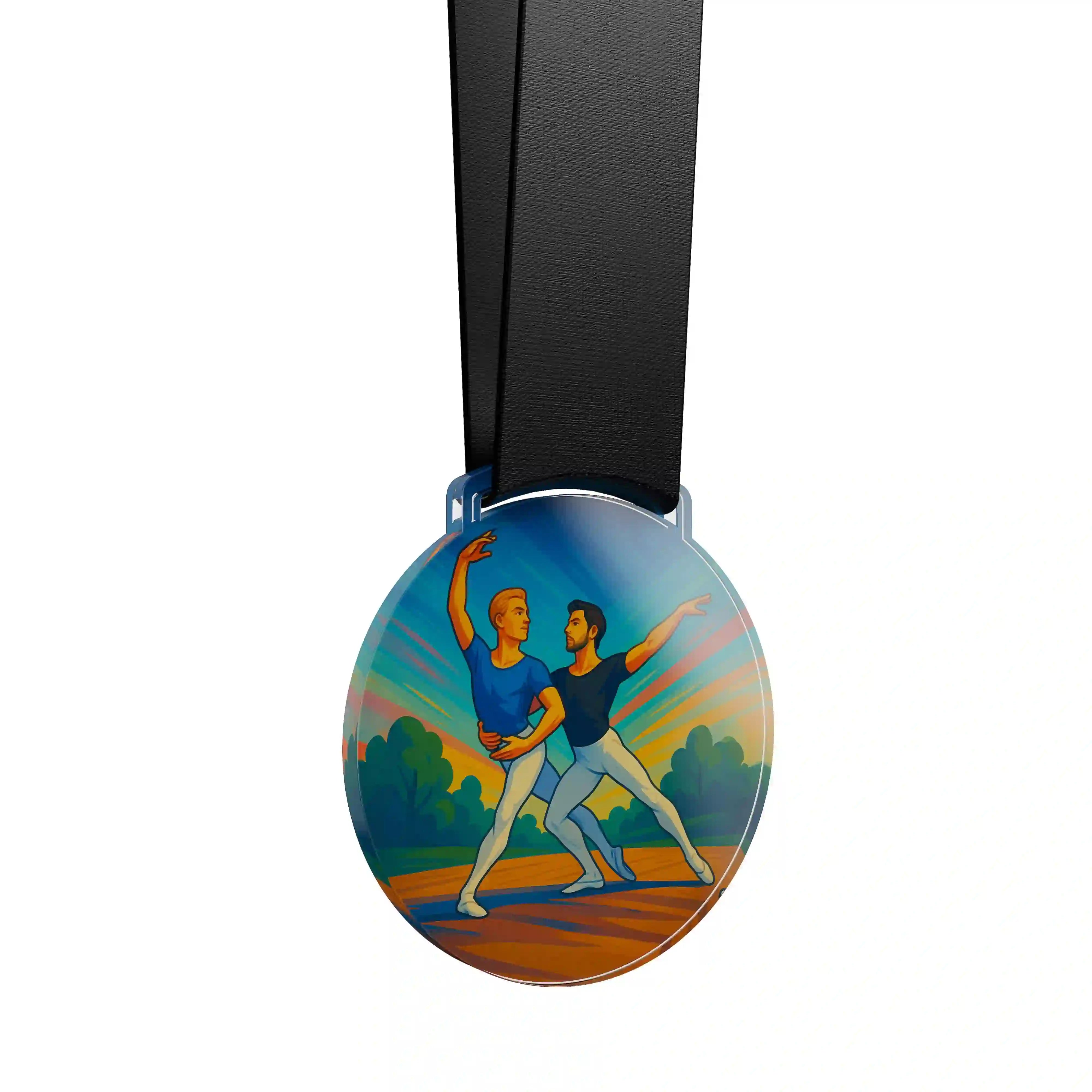 médaille en acrylique d'un duo de danseurs de classique