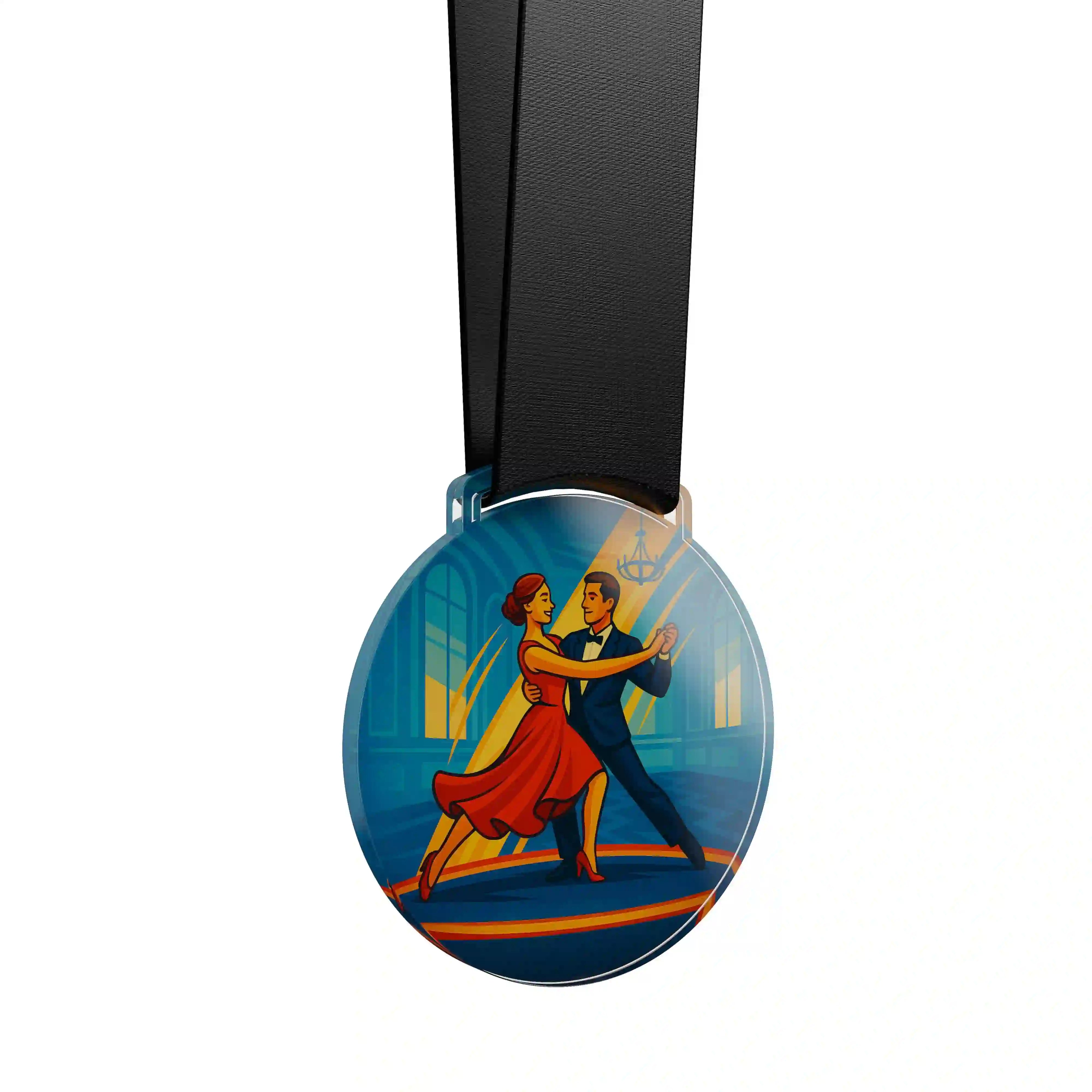 médaille en acrylique d'un couple de danse de salon