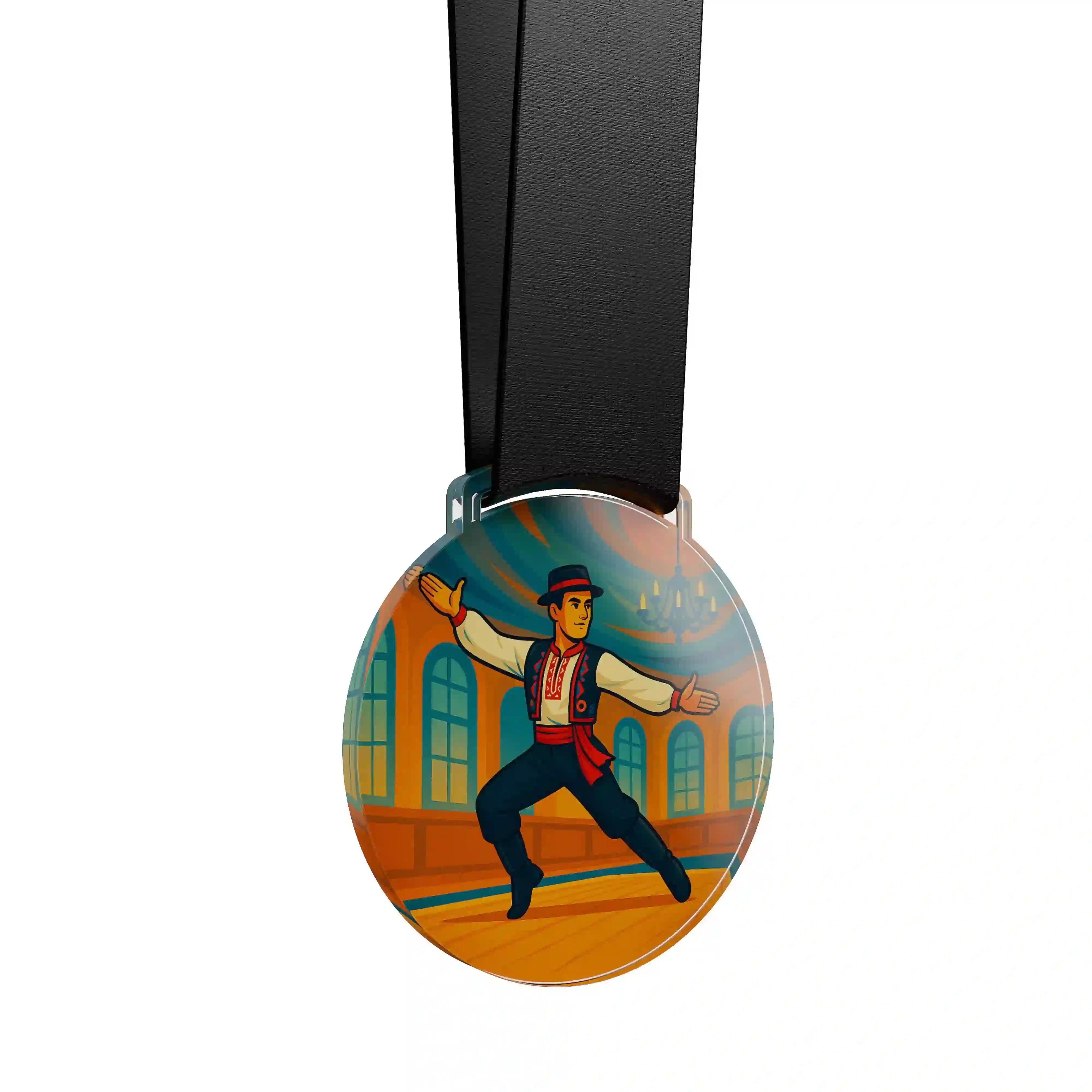 médaille en acrylique d'un danseur folklorique