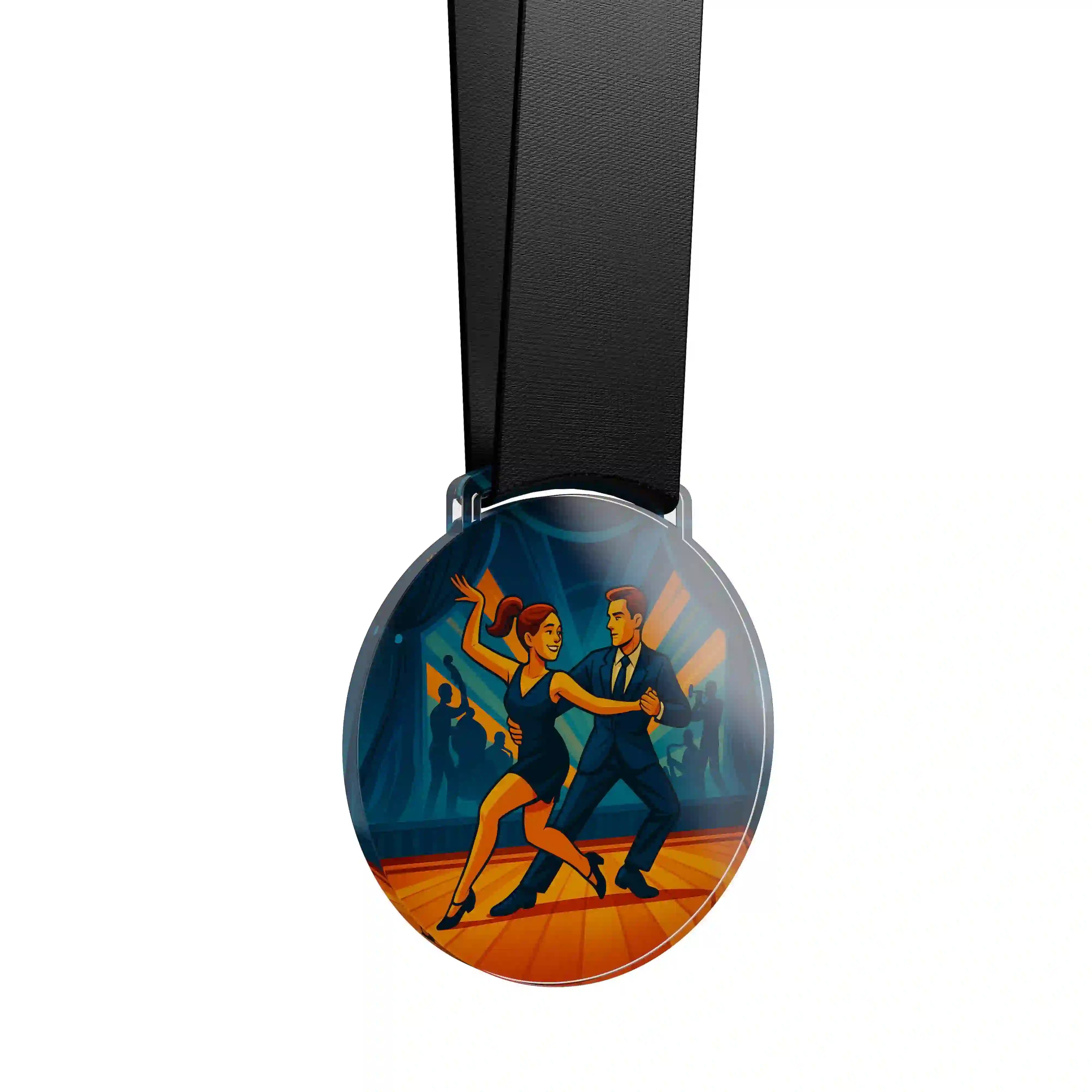médaille en acrylique d'un couple de danseurs de jazz