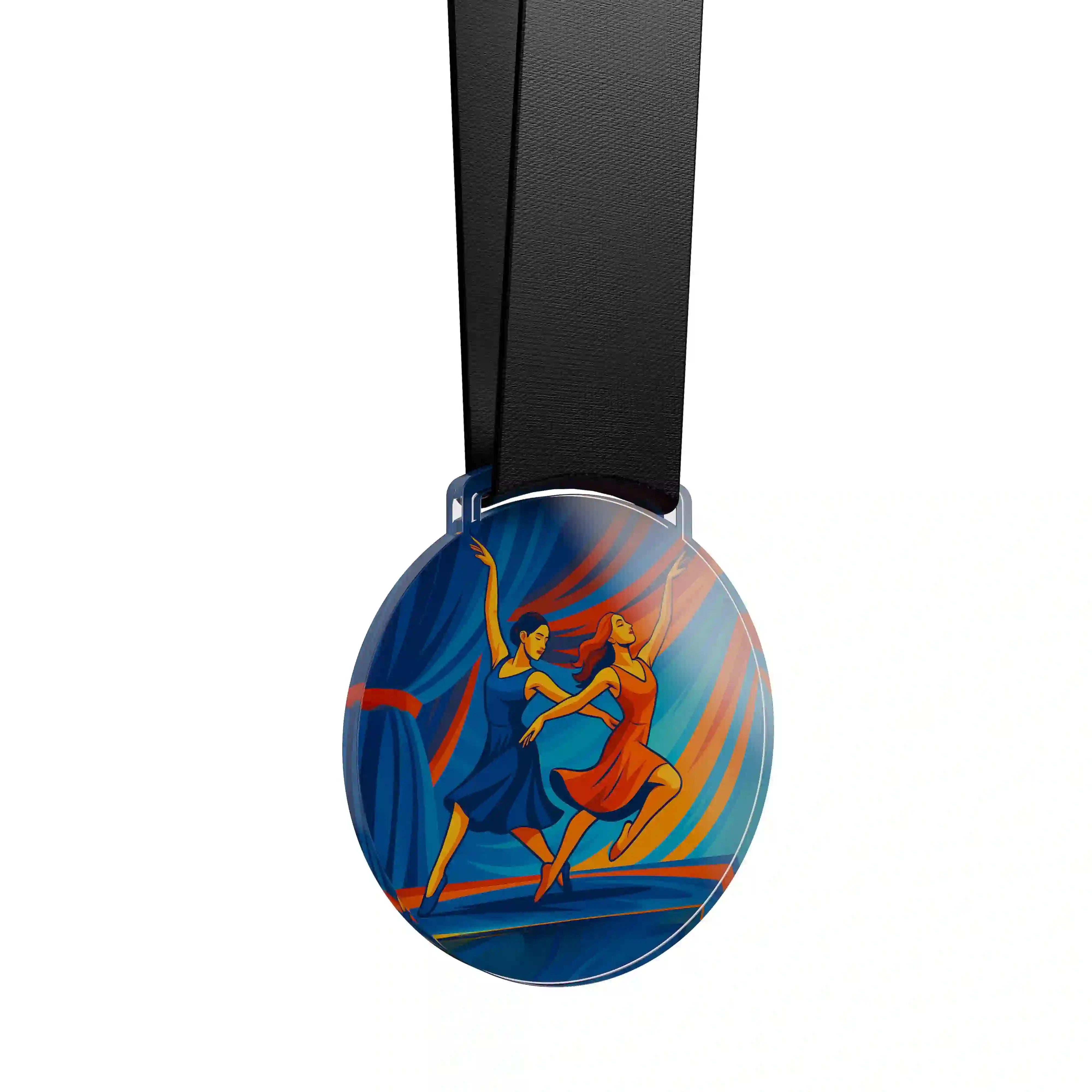 médaille en acrylique de deux danseuses de moderne