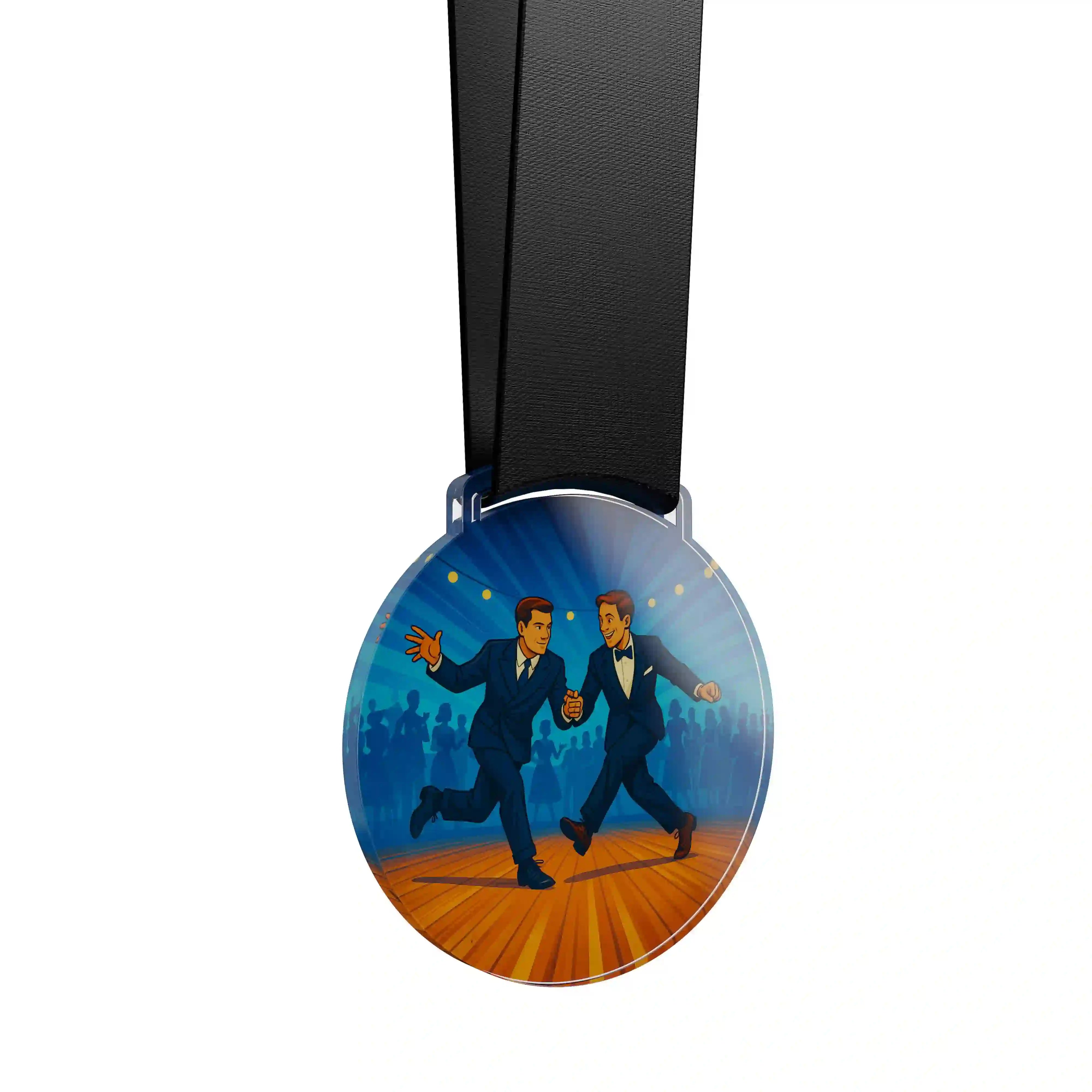 médaille en acrylique de deux danseurs de swing