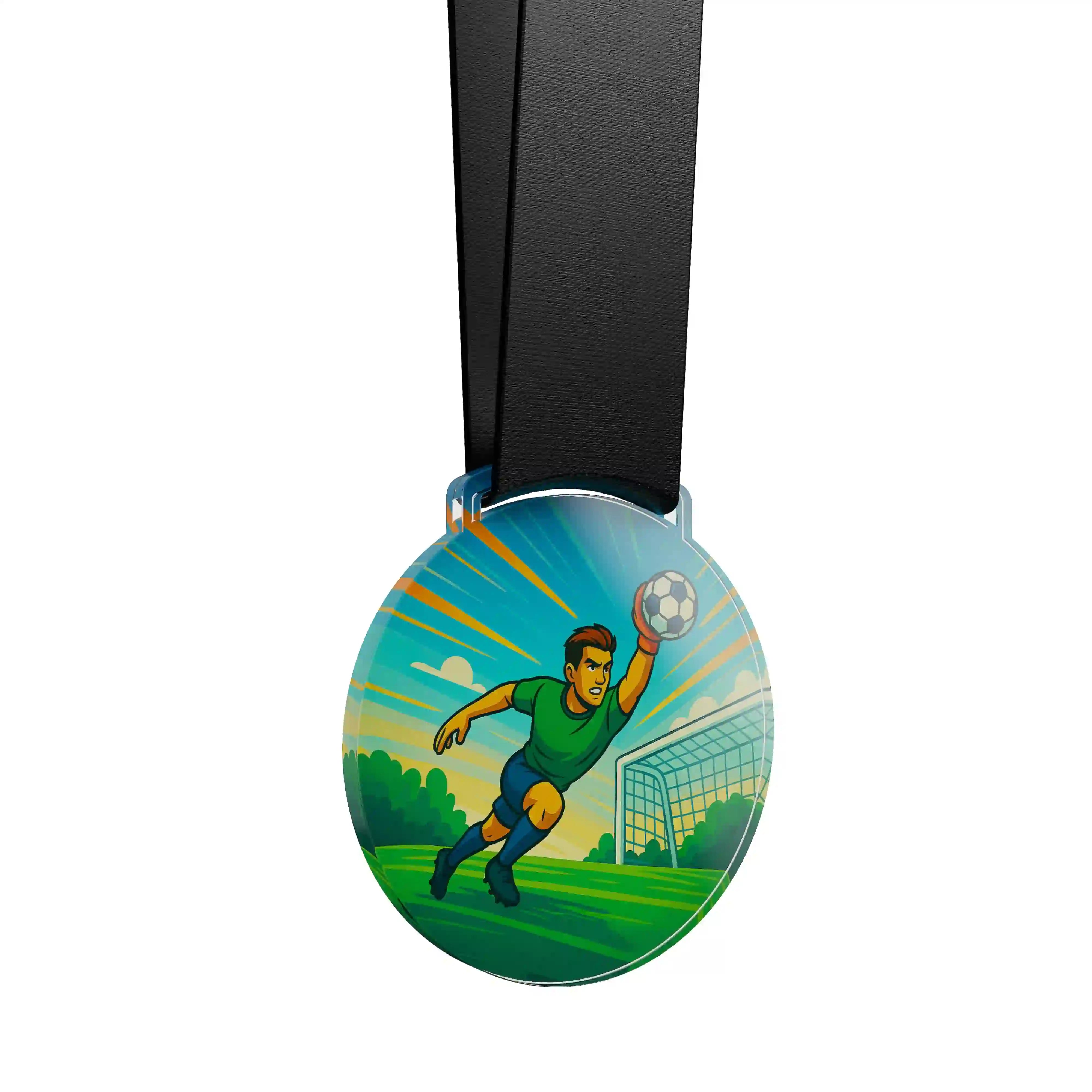 médaille acrylique d'un homme gardien de foot 