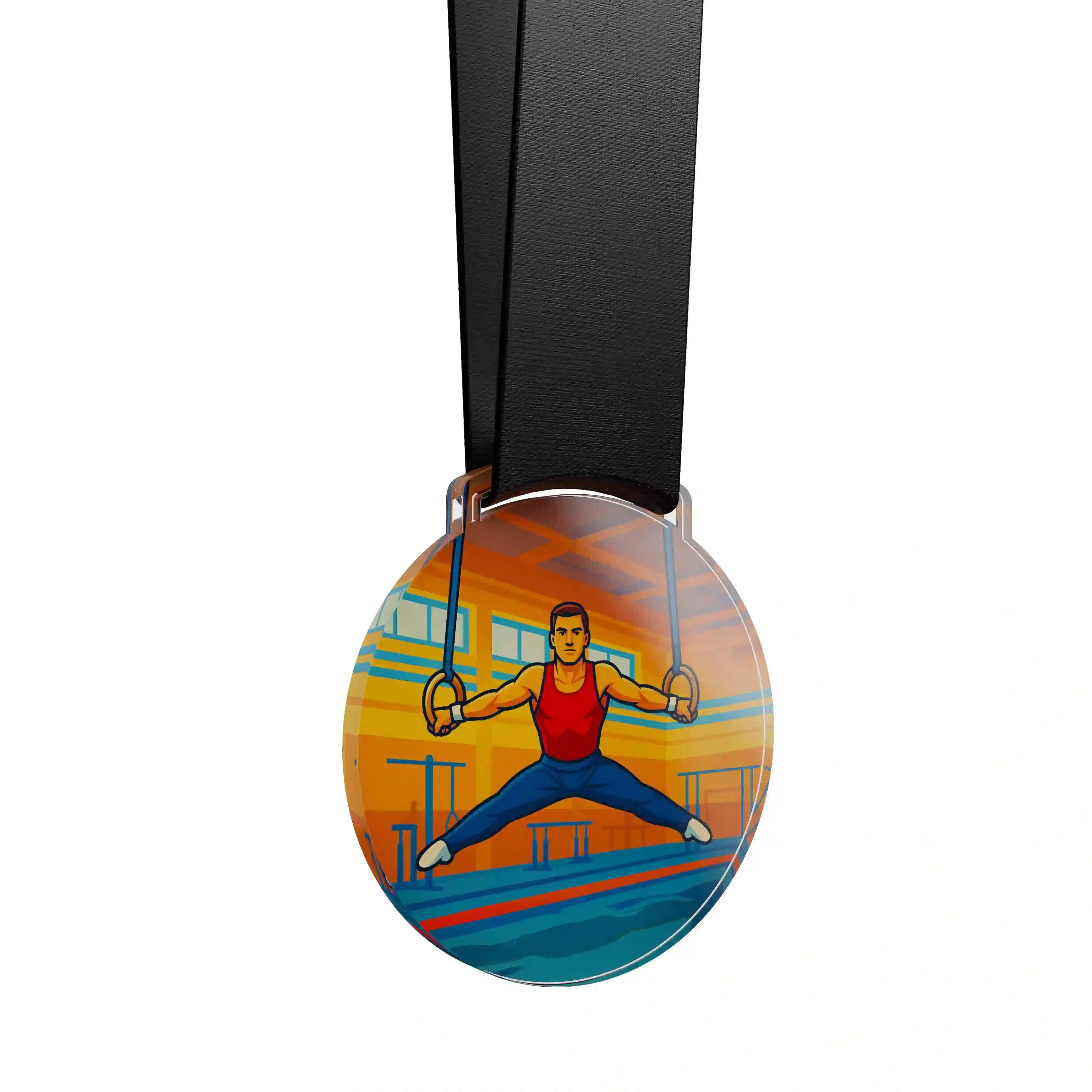 médaille acrylique d'un homme faisant de la gymnastique 